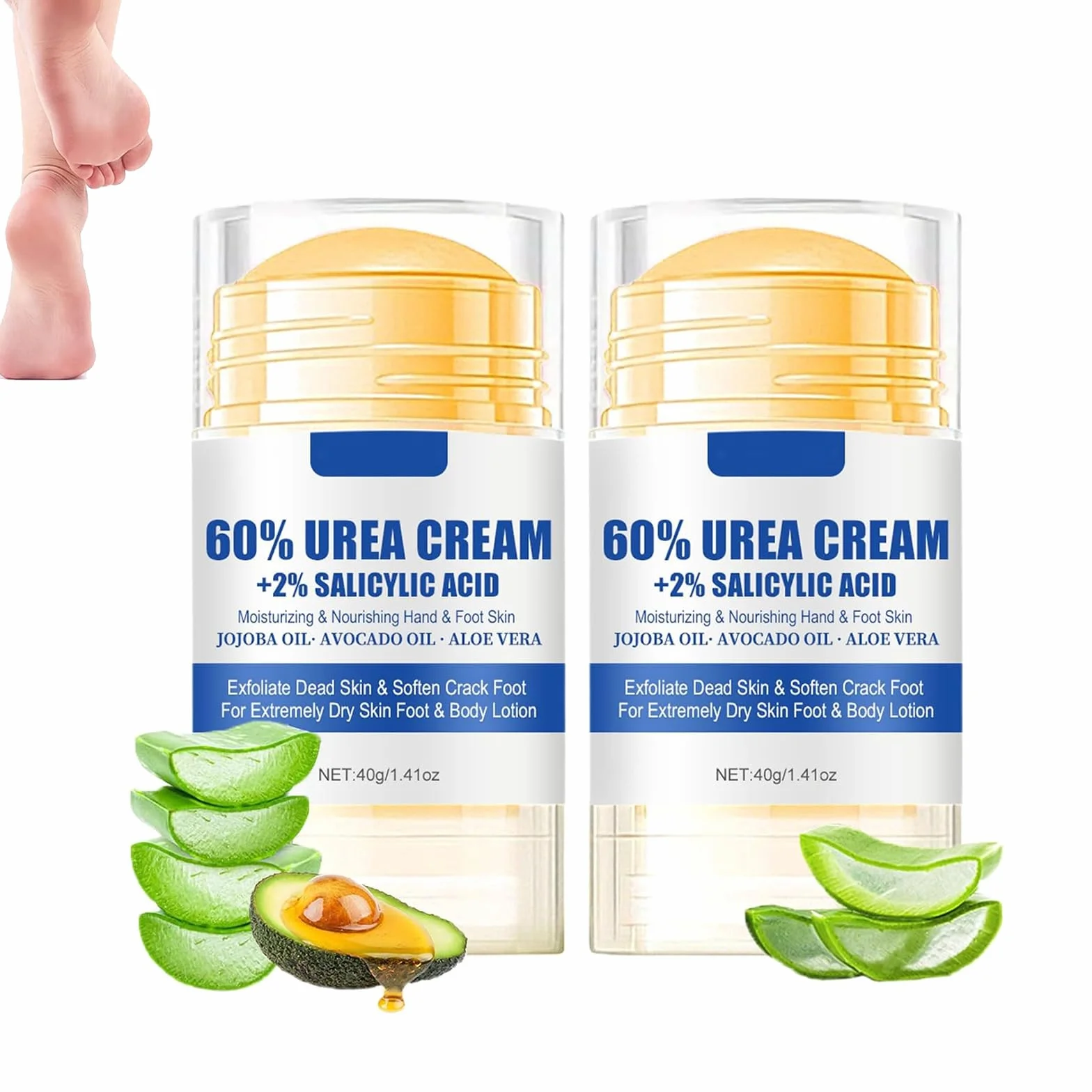Crema Urea 60% Para Pies Secos y Agrietados, 2 Piezas