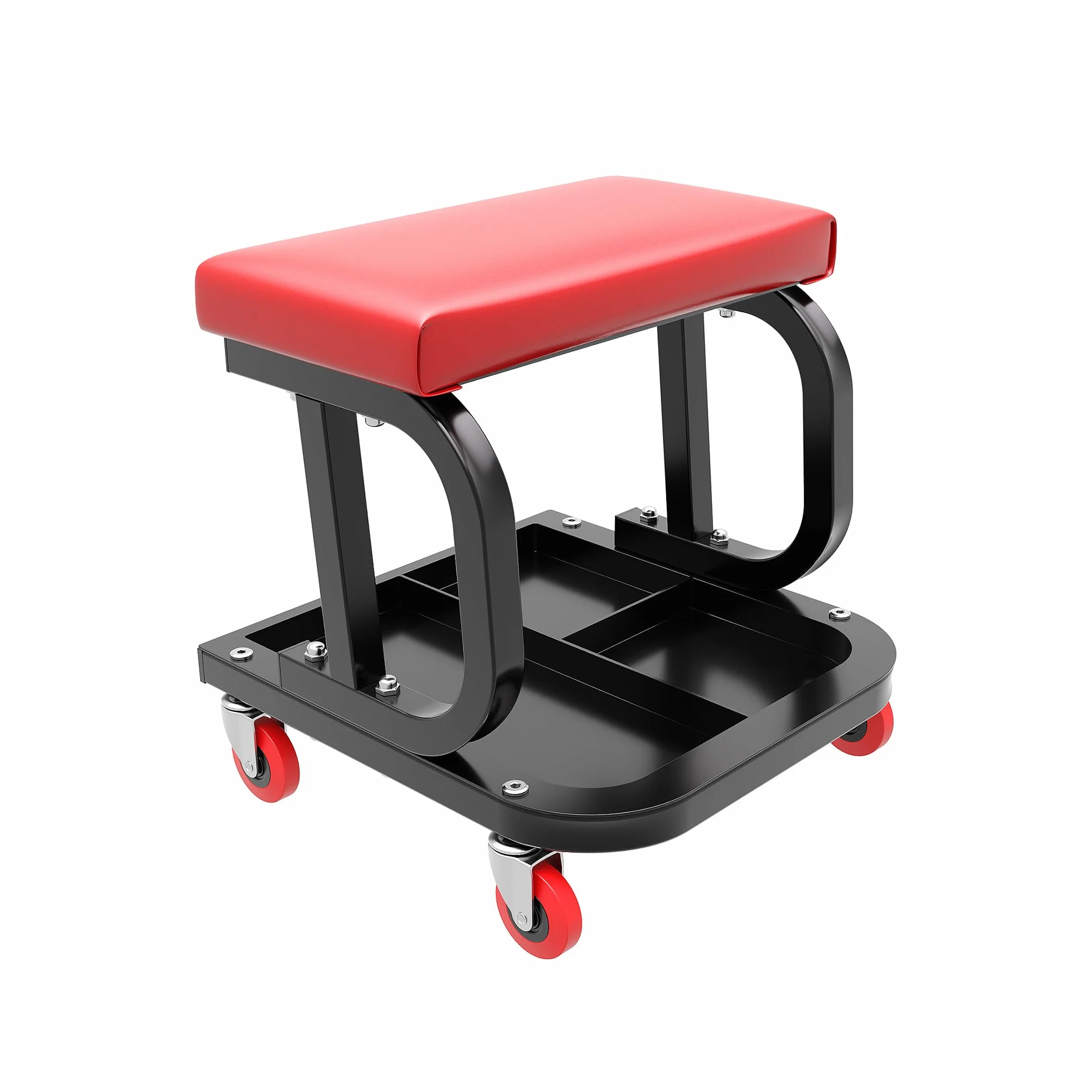 WilTec Asiento Taller Taburete Trabajo Móvil Ruedas Bandeja Porta Herramientas Almacenaje Taller mecánico