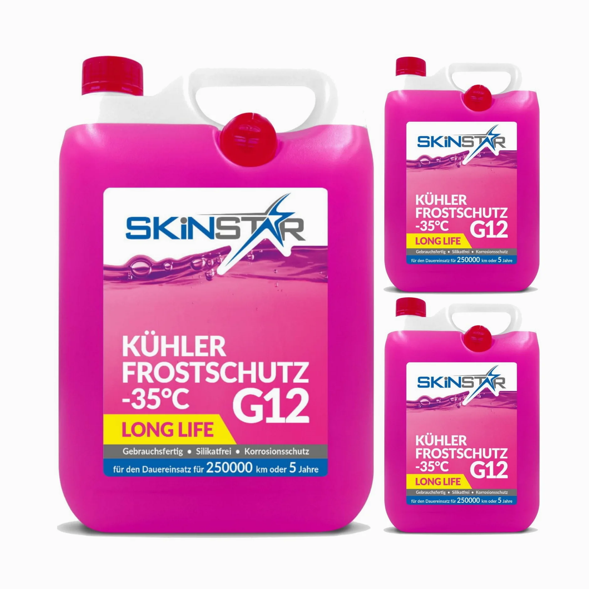 SkinStar Anticongelante de -35 °C | G11 | G12 | G13 | Líquido refrigerante listo para usar | Anticongelante para coche | Productos químicos para automóviles (15 l, G12)