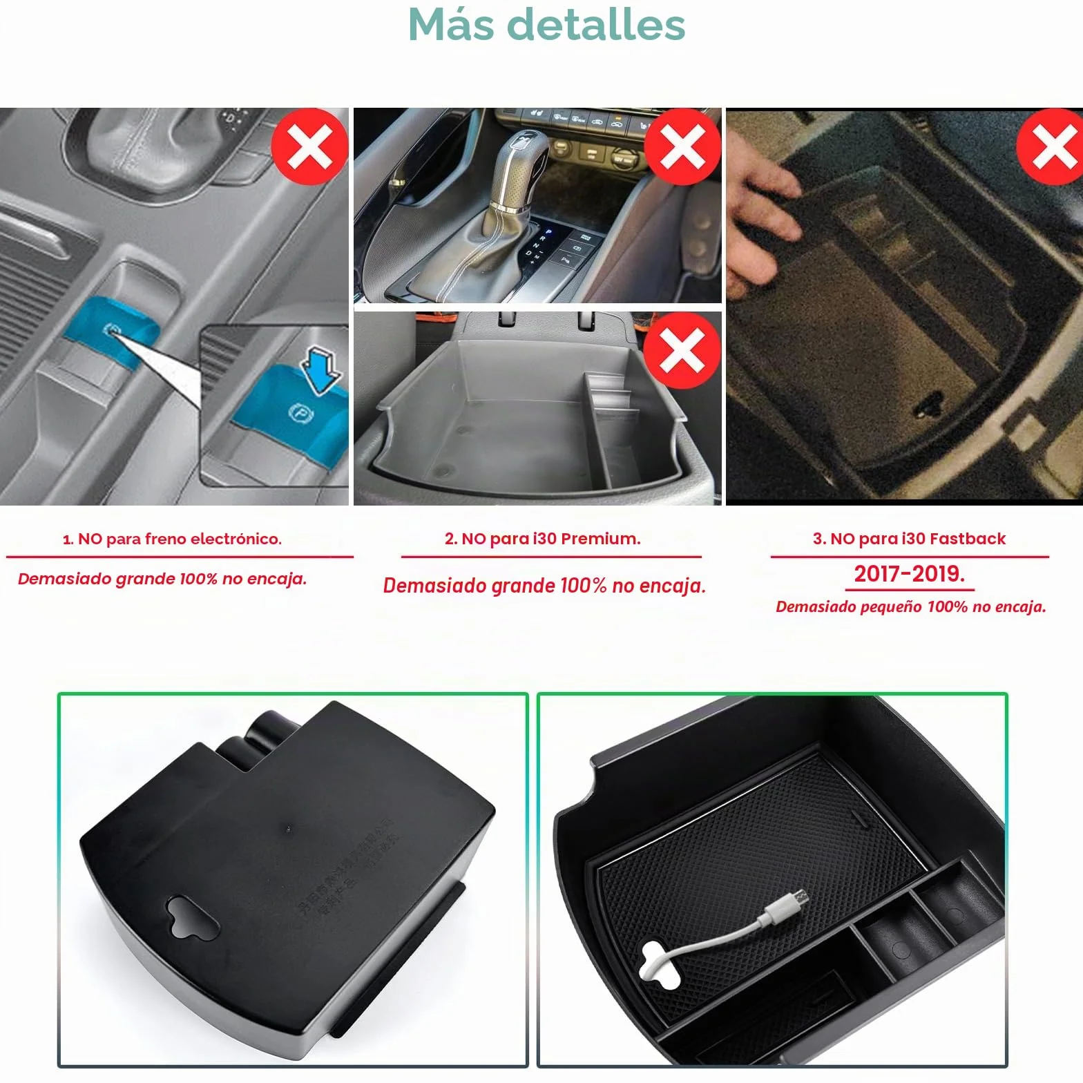 GAFAT 2017-2024 2025 Hyunda-i i30/i30 N/N Line/Fastback Caja de Almacenamiento para Consola Central, Reposabrazos Organizador Bandeja Guantera, Compatible con Hyundai i30 [No para Freno Electrónico]