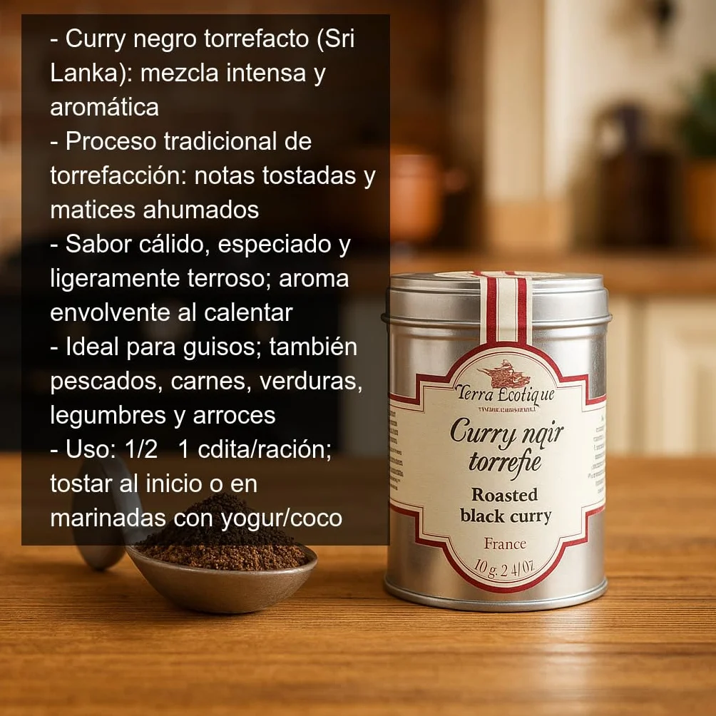 Curry negro torrefacto 60 g mezcla de especias Sri Lanka para guisos marinadas wok