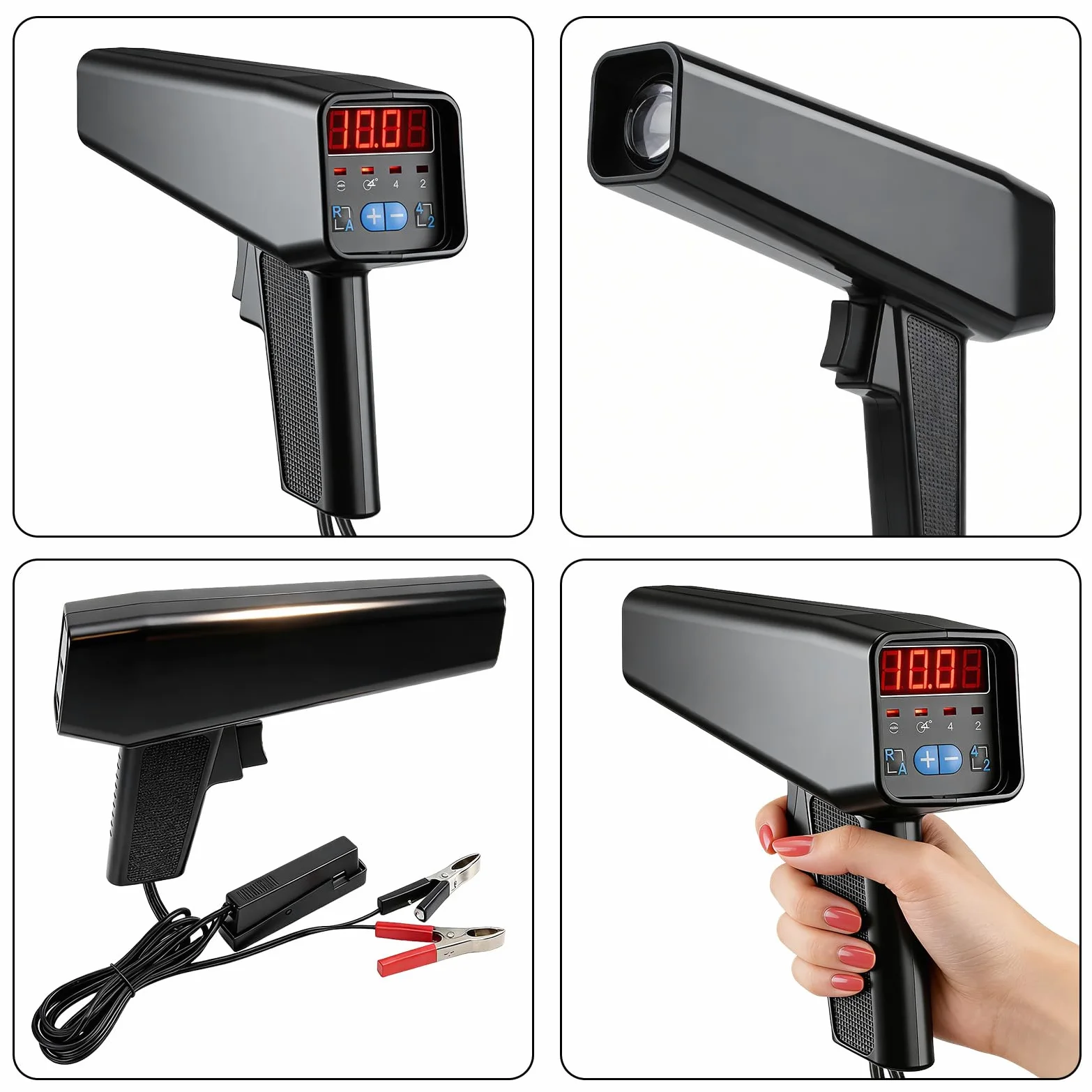 Pistola de luz de encendido con clip de sensor deslizante, lámpara estroboscópica 6V/12V, indicador LED digital para motores de gasolina 2 y 4 tiempos