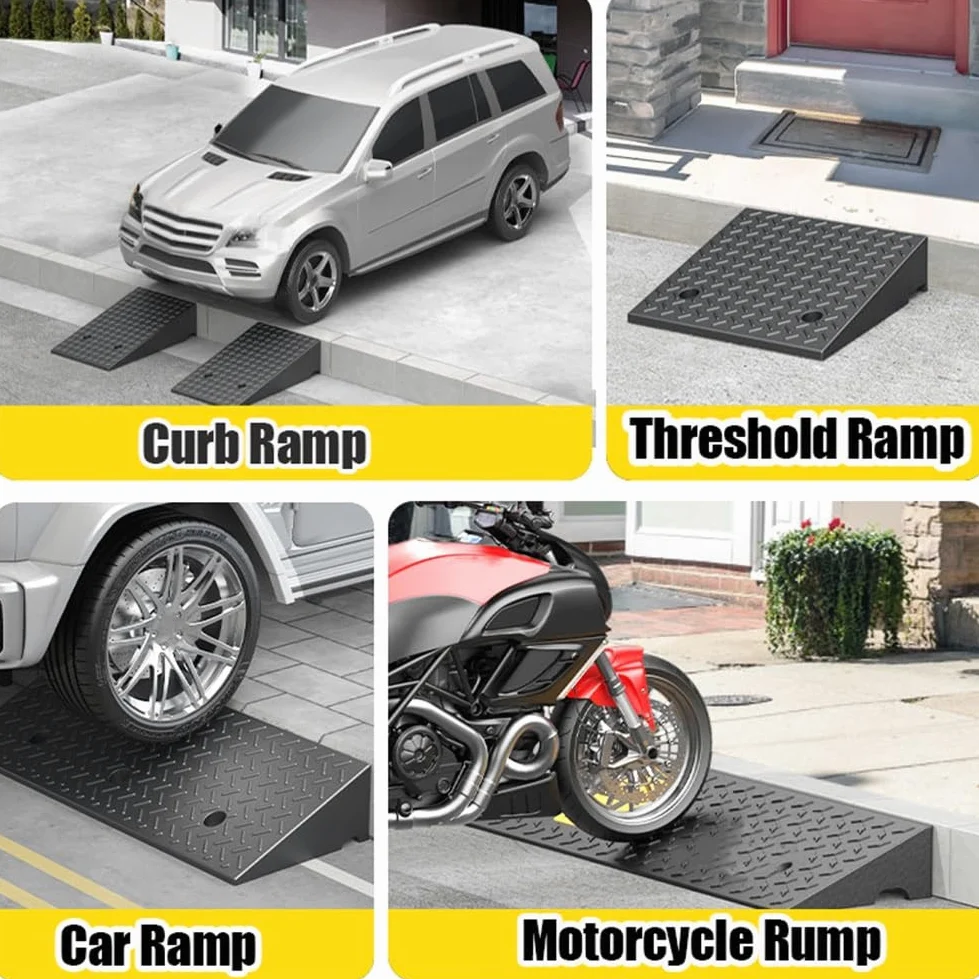 Rampa de Goma para Bordillos, rampa para umbrales, Capacidad de Carga de 11023lbs, rampa para entradas de Garaje, muelles de Carga, Coches, aceras y sillas de Ruedas(Height 8cm)