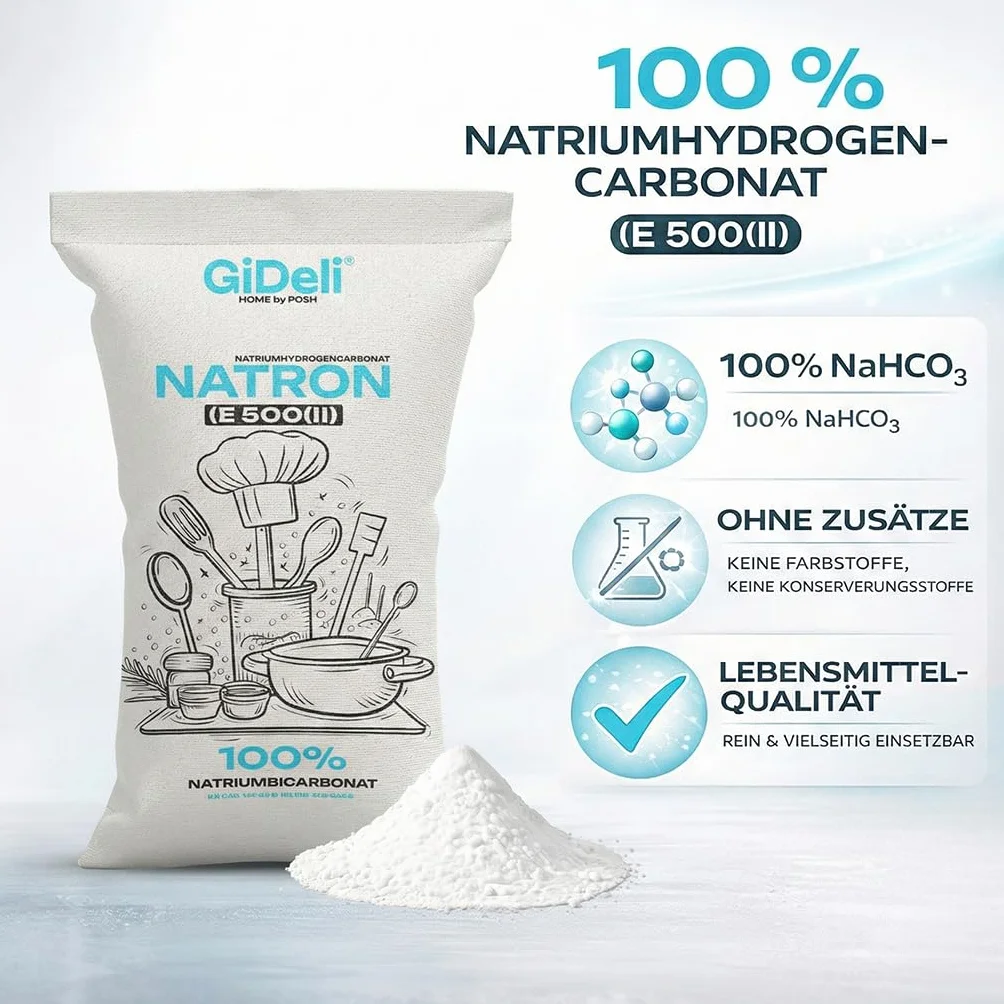 GiDeli Bicarbonato de Sodio 30kg - Perfecto para Cocinar Pasta y Hornear - Uso Versátil en el Hogar - Regulador de Química del Agua de Piscina