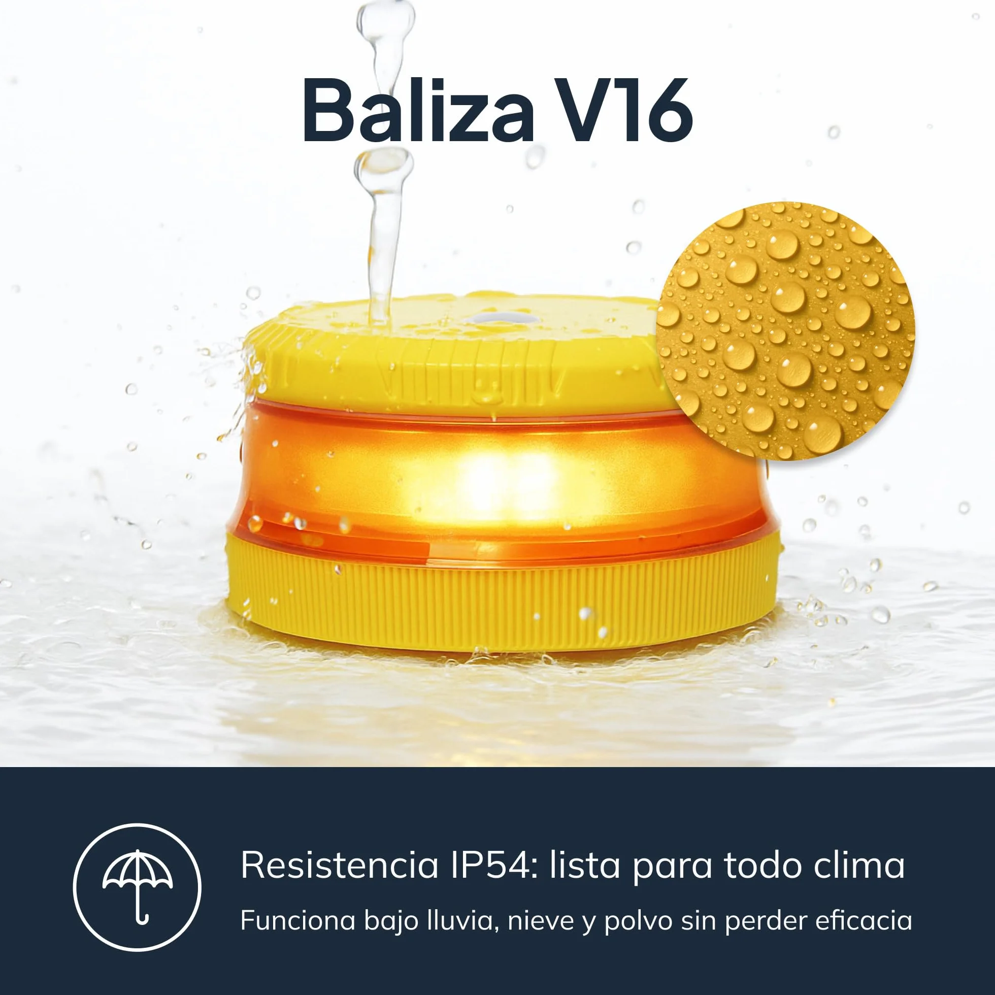 Baliza V16 Homologada DGT Geolocalización Luz Emergencia Coche LED 360° 1km Conectada Plataforma DGT 3.0 Resistente Lluvia Base Imantada Bip&Drive