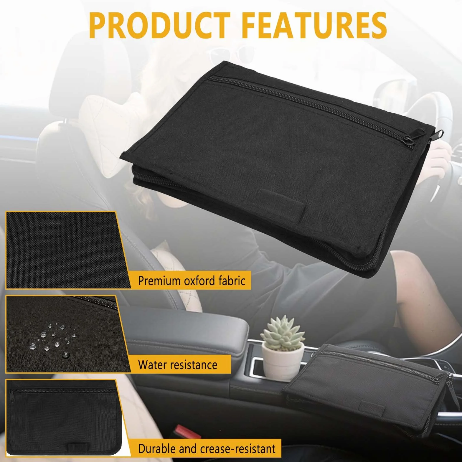 Coche Organizador de Guantera, A5 Portadocumentos, Bolsa Portátil con Múltiples Compartimentos para Guardar Recibos, Billetes y Accesorios en Vehículos,Adecuado para Viajes, Viajes de Negocios