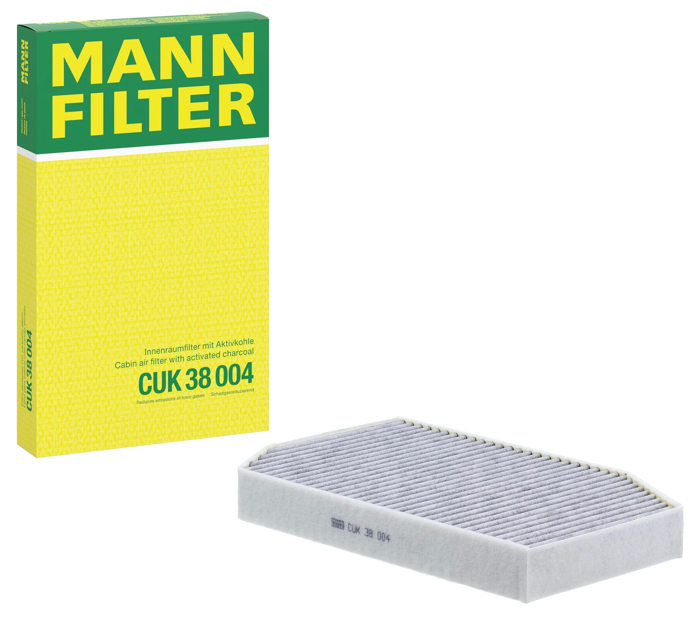 MANN-FILTER, CUK 38 004 Filtro de aire de cabina, Carbón activo | Para Turismos, Filtración polvo y polen, Reducción de olores, Calidad original OE