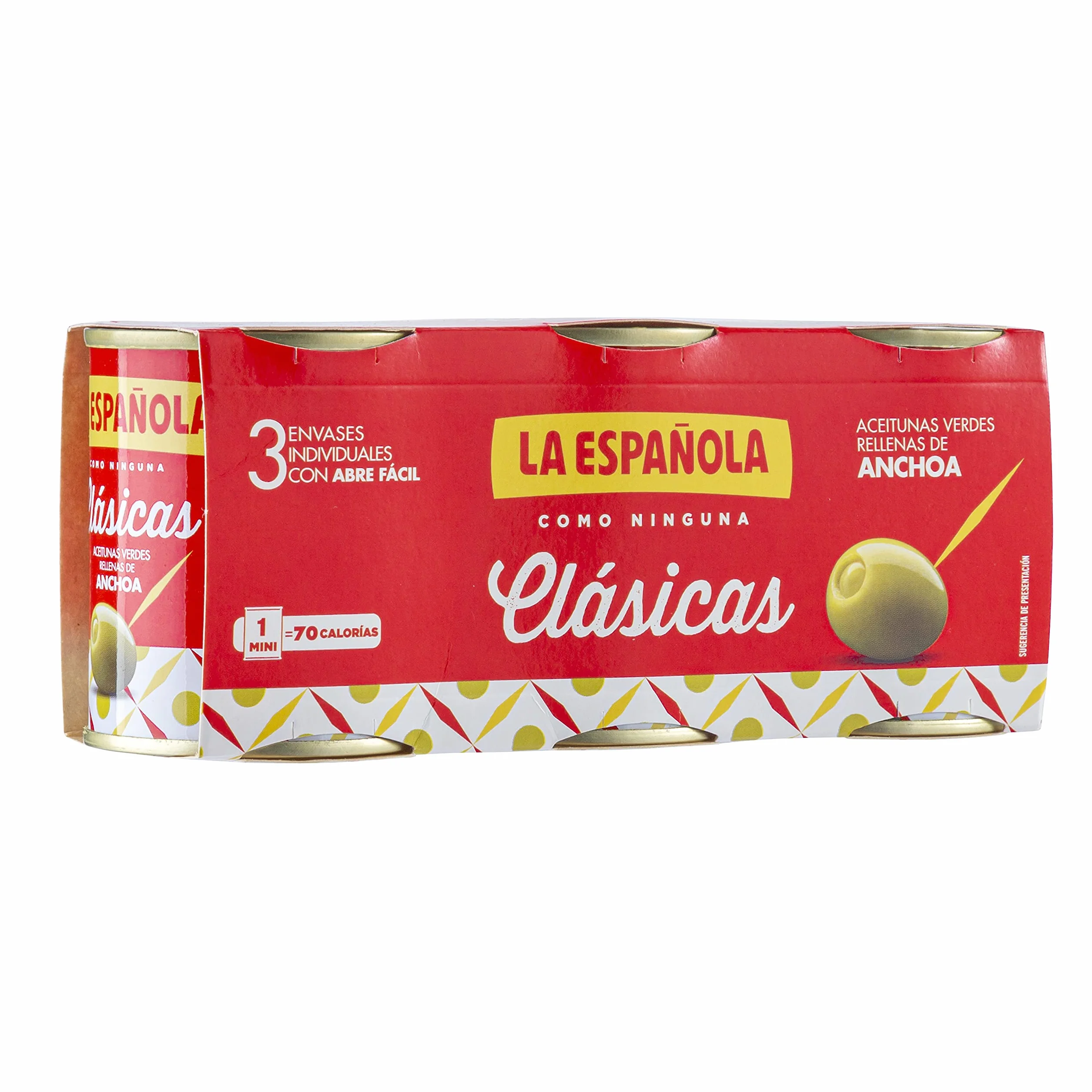 La Española Aceitunas Rellenas de Anchoa 8 Packs 3 Unidades 50 Gr