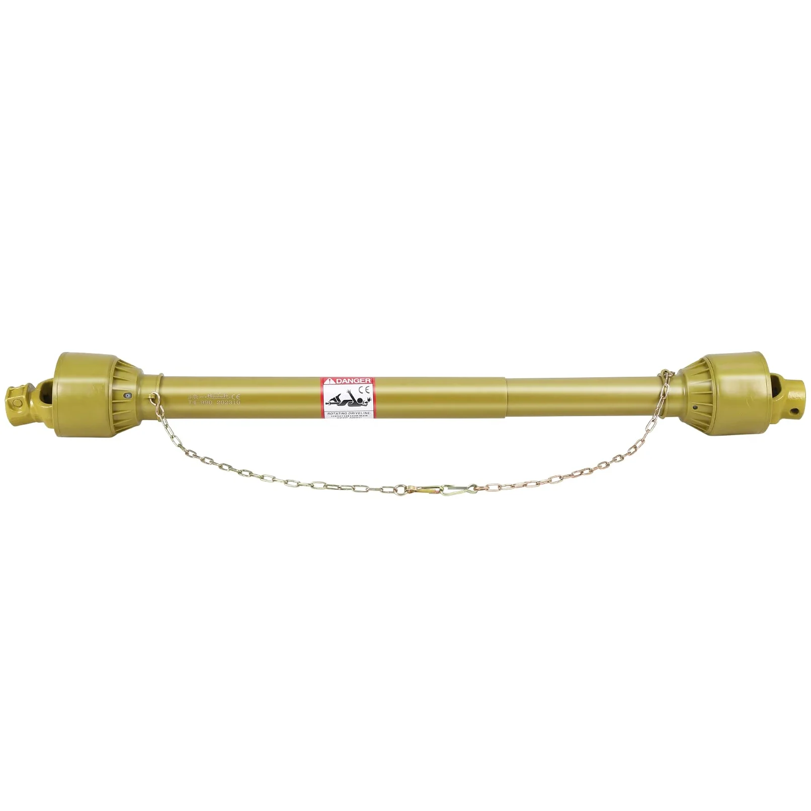 Garvee Eje de Transmisión Cardán Agrícola Serie 4 Toma de Fuerza con Tubo Telescópico Acero 1000-1400 mm Junta Universal Extremo de 6 Estrías y Redondo de 35 mm para Desbrozadora Tractor amarillo