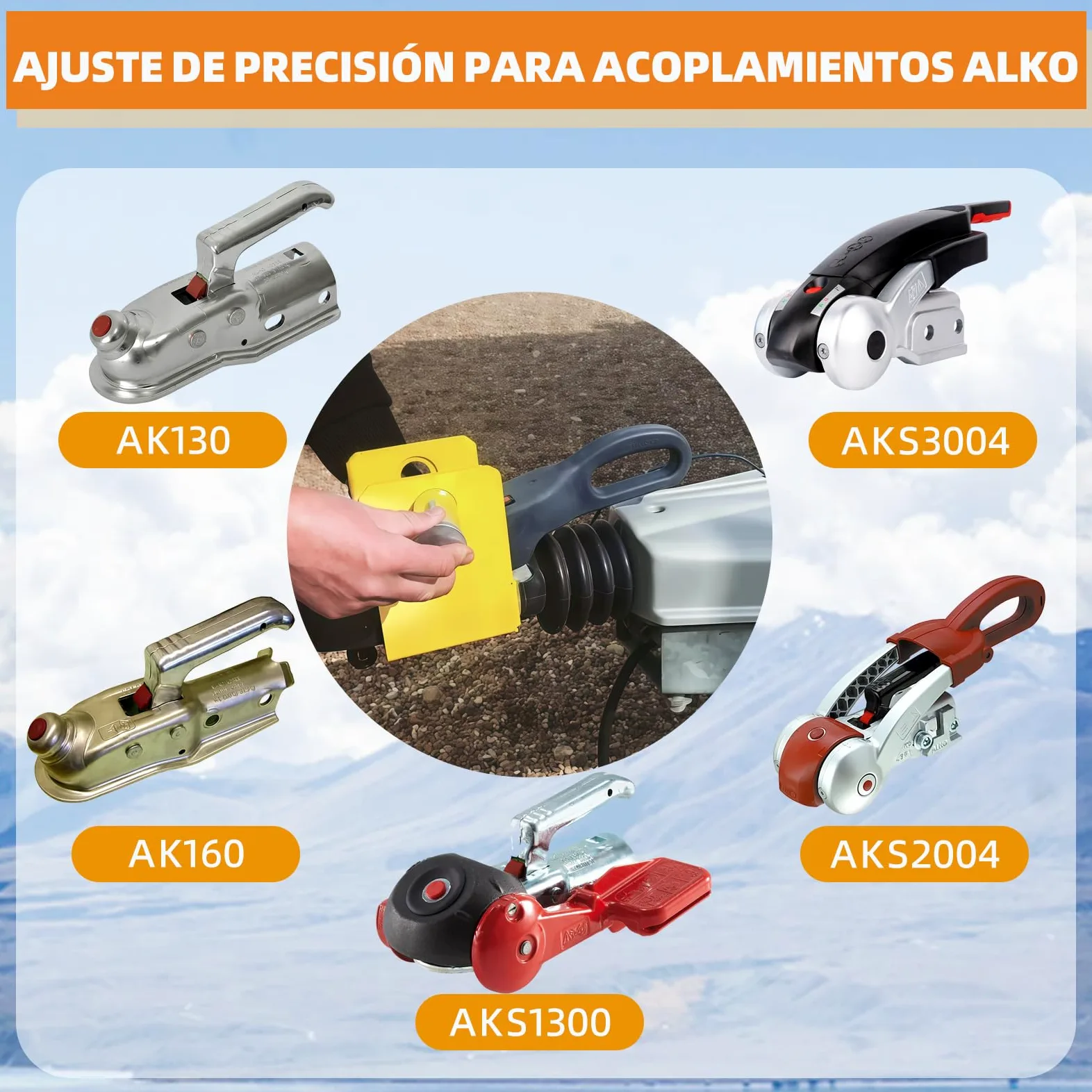 Cerraduras de enganche de remolque para AL-KO AK130, AK160 y AKS1300/2004/3004 modelos con antirrobo y acoplamiento estabilizador, adecuado para la seguridad de caravanas, autocaravanas y campistas.