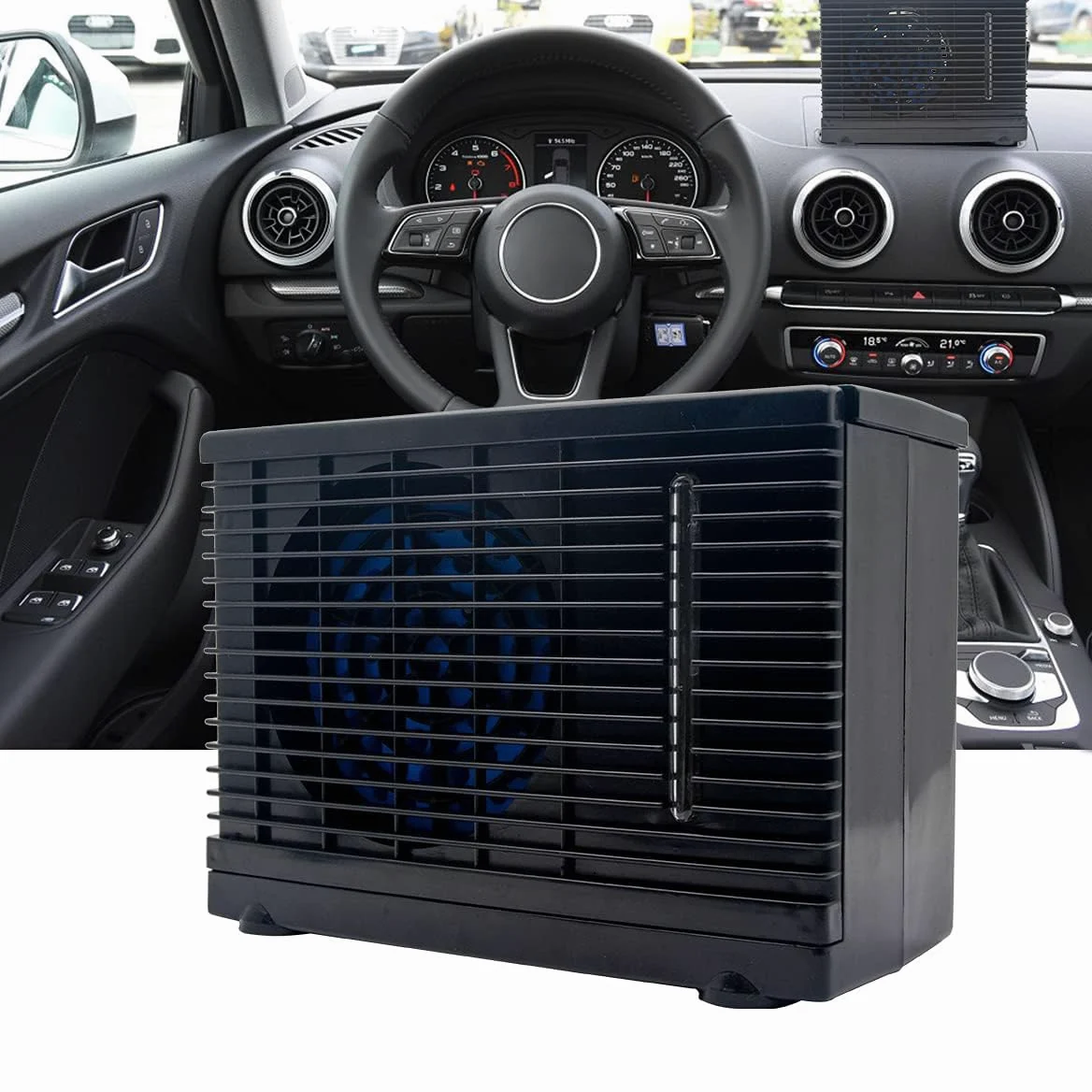 Baceyong - Aire acondicionado para coche (2 velocidades, ventilador de escritorio portátil, 12 V, aire acondicionado, 2 velocidades, ventilador de escritorio portátil, 12 V, 12 V)