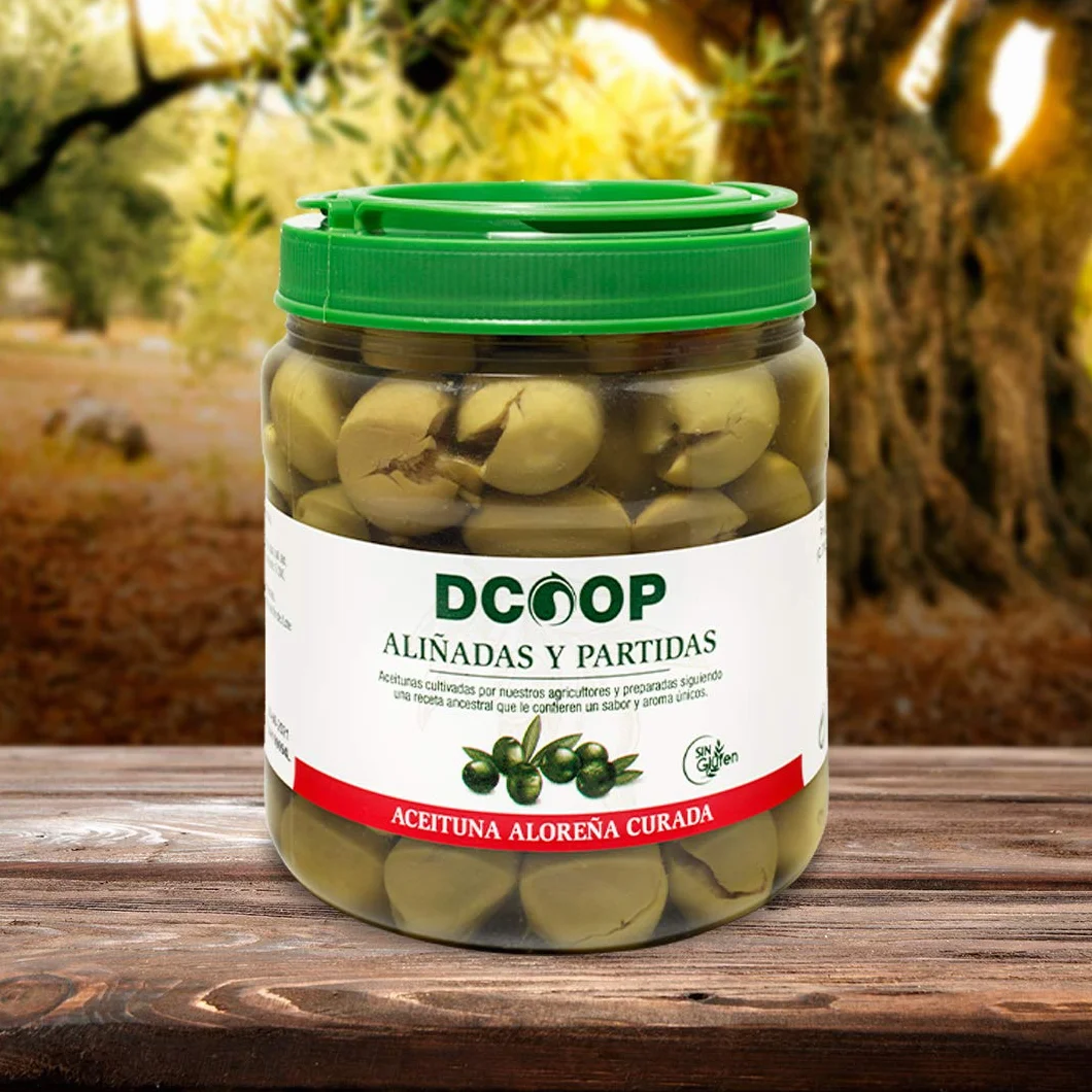 Aceitunas Verdes Aloreñas Aliñadas Partidas DCOOP Olivas 400 g