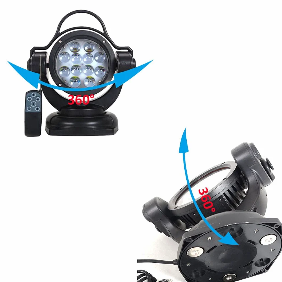 SXMA Luz de búsqueda LED de 60 W con control remoto, rotación de 360 ​​grados, luz de trabajo LED, luces de conducción LED para automóviles, camionetas, barcos