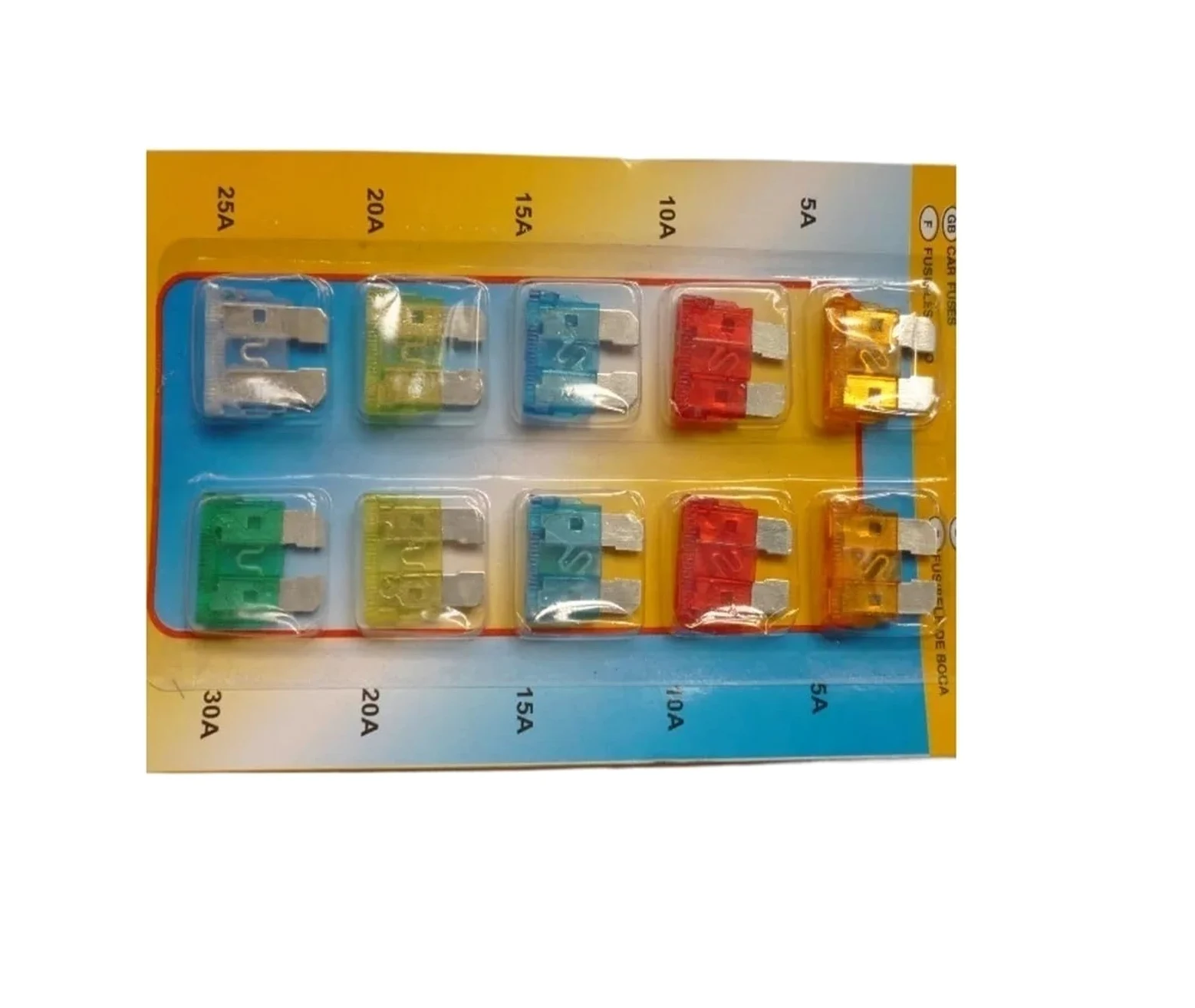 Juego de 100 Cajas de fusibles estándar for Coche, Barco, camión, Cuchilla, Surtido 5A10A15A20A25A