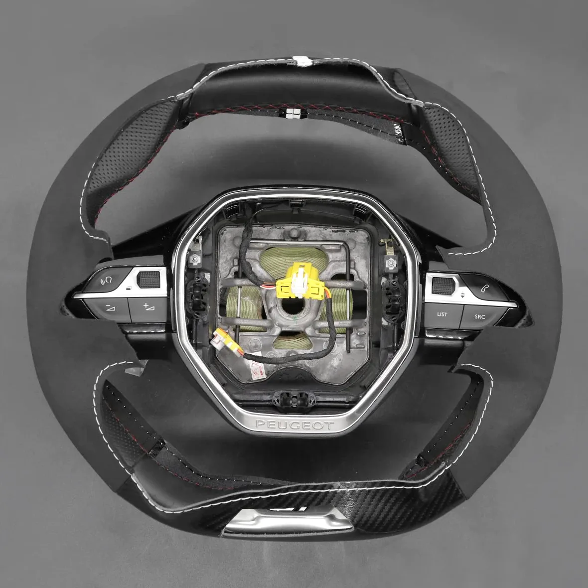 MEWANT Funda de Volante a Medida para Coser Peugeot 208 | volante Peugeot / Peugeot 208 (GT / GT Line) / 308 (GT) / 308 SW (GT) / 2008 / 3008 / 508 / 508 SW / 5008 / Rifter Duradero