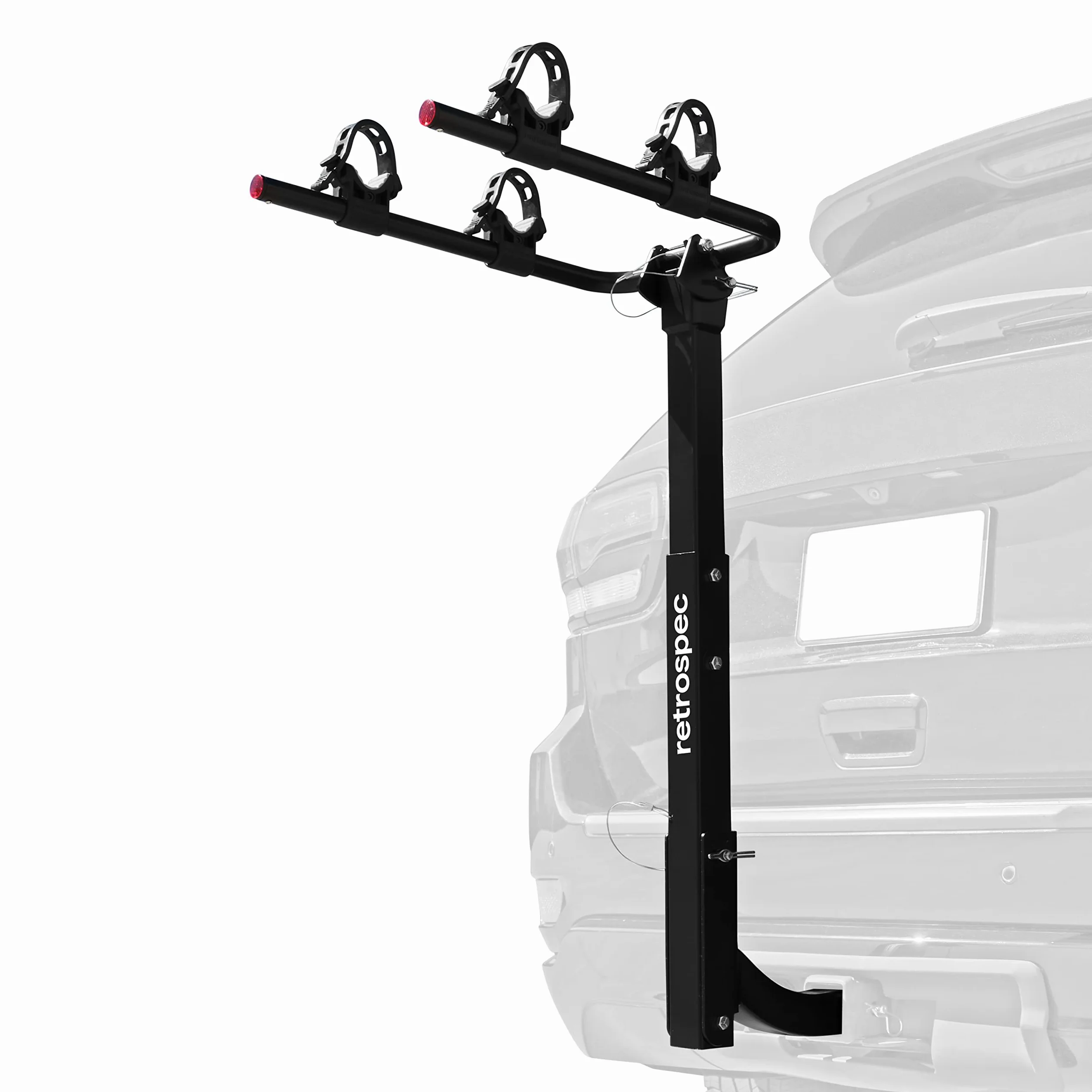 Retrospec Lenox 2-5 - Bike Hitch Rack for Cars, Trucks, SUVs with 2” Hitch | Foldable Steel Frame with Anti-Rattle Adapter, Tie Down Cradles and Straps - Fits Most Frames, Black