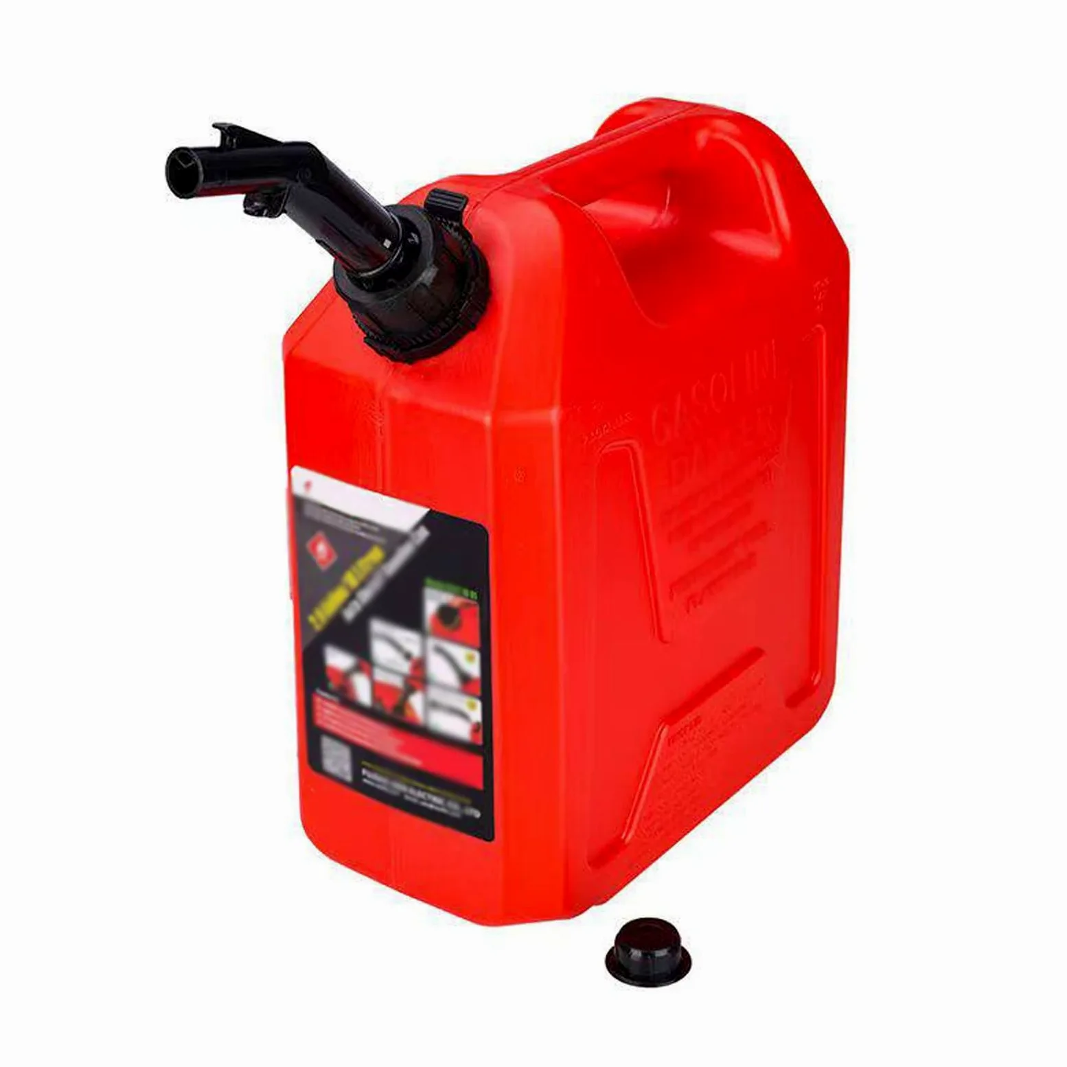 Garrafa Gasolina, Bidón Gasolina de Plástico con Boquilla de Seguridad, Contenedor Antifugas para Coche, Cortacésped y Generador(Red,5L/1.3Gla)