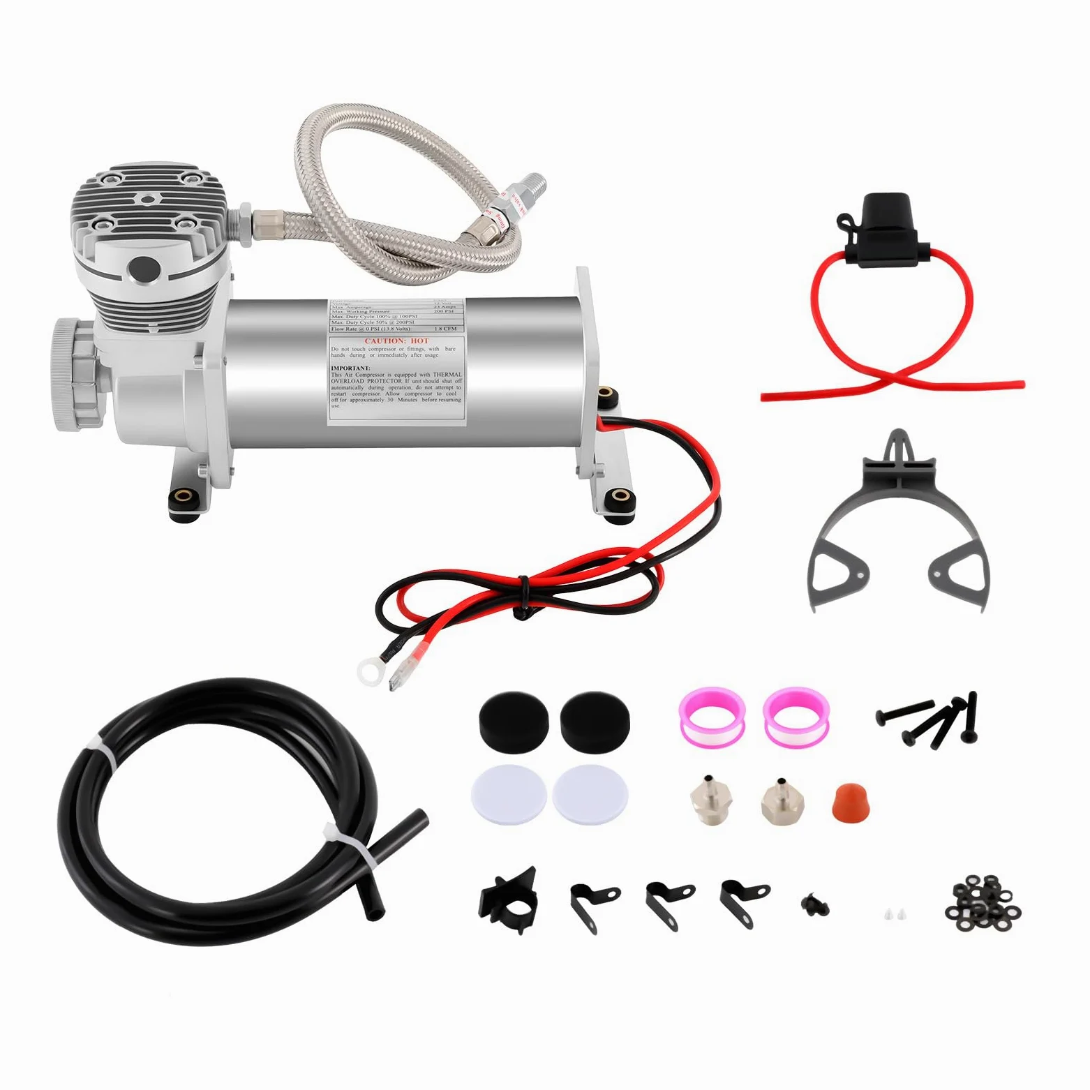 Kit de compresor de aire 200PSI 3/8 NPT, bocina de tren de aire de servicio pesado, compresor de suspensión Air Ride de 12 V, compresor de alto rendimiento para vehículos de motor, sistema de