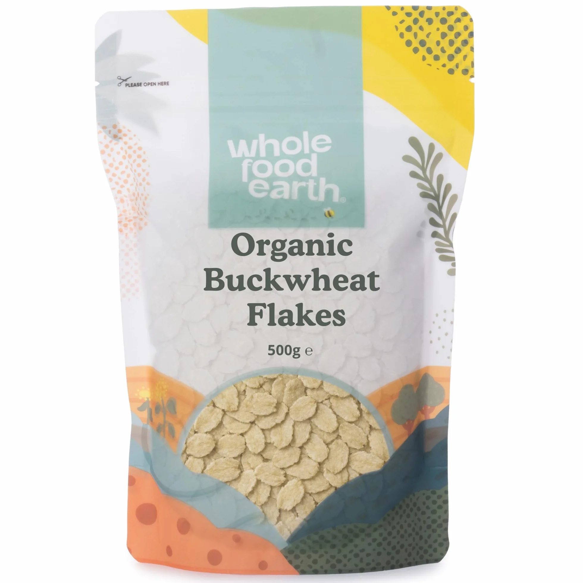 Wholefood Earth Copos de trigo sarraceno ecológico 500 g vegano fuente de fibra