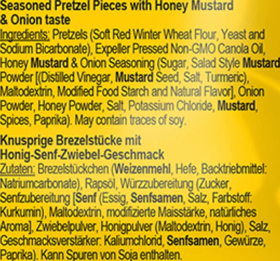 Pretzel Pete Honey Mustard & Onion pretzel con sabor a mostaza de miel y cebolla 160g