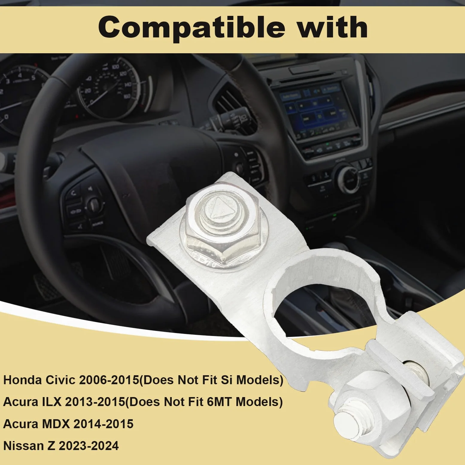 Terminal de batería positivo con tuerca compatible con Honda Civic 2006-2015 Acura ILX 2013-2015 MDX 2014-2015 Nissan Z 2023-2024 Reemplazo # 32418-RNA-A01