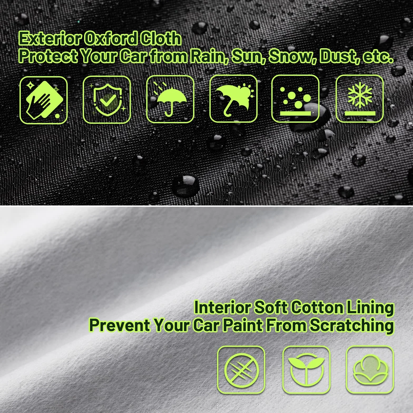 Favoto Cubierta de Coche Impermeable, Funda de Coche Exterior Oxford+Algodón con Cremallera para SUV Compacto Anti-UV Transpirable Resistente al Polvo Lluvia Rasguño Nieve al Aire Libre 465x185x160cm