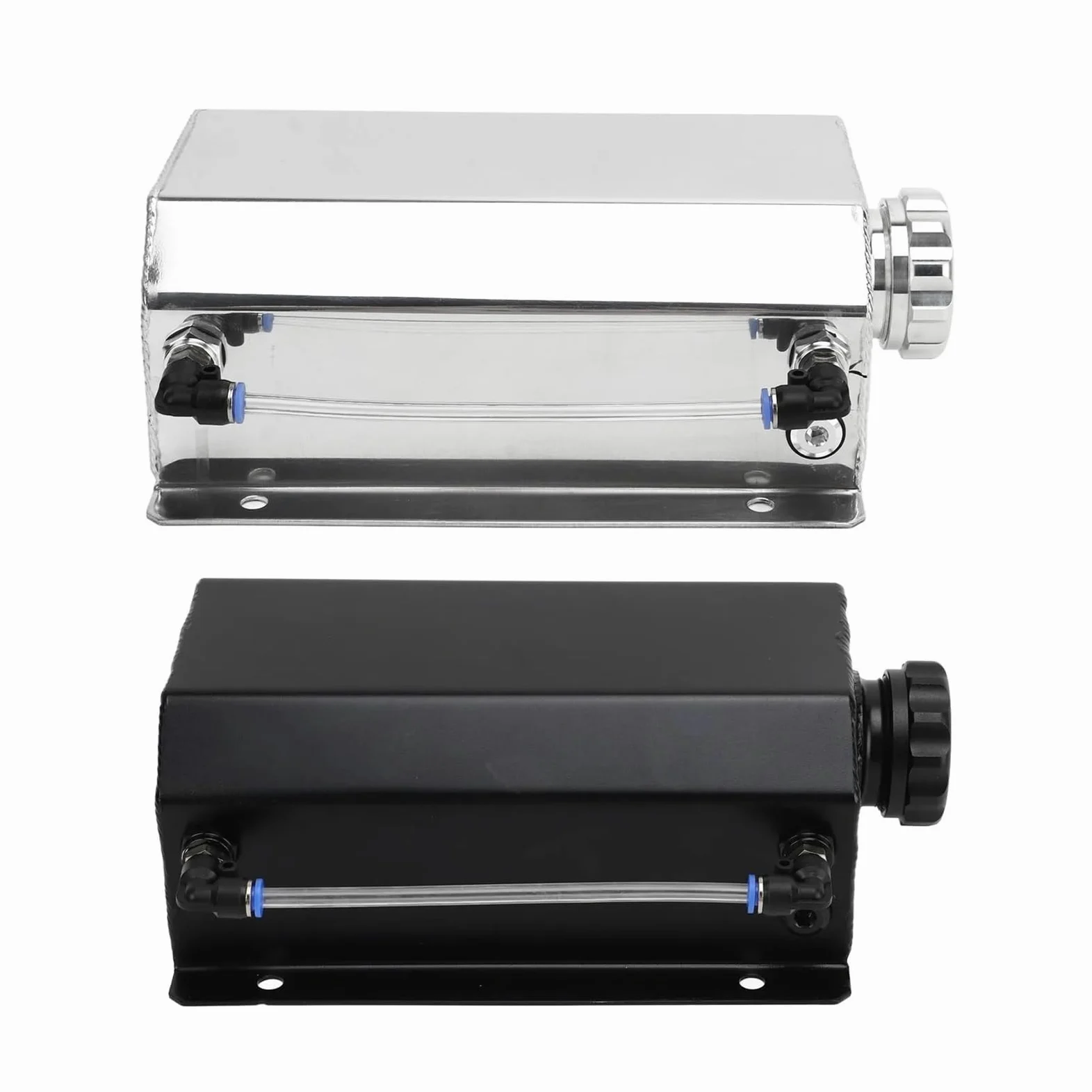 Para Jeep Para Dodge Tanque Desbordamiento Refrigerante Aleación Aluminio Depósito Radiador Universal Capacidad 2L Para Mayoría Coches Botella Expansion Completa(Plata)