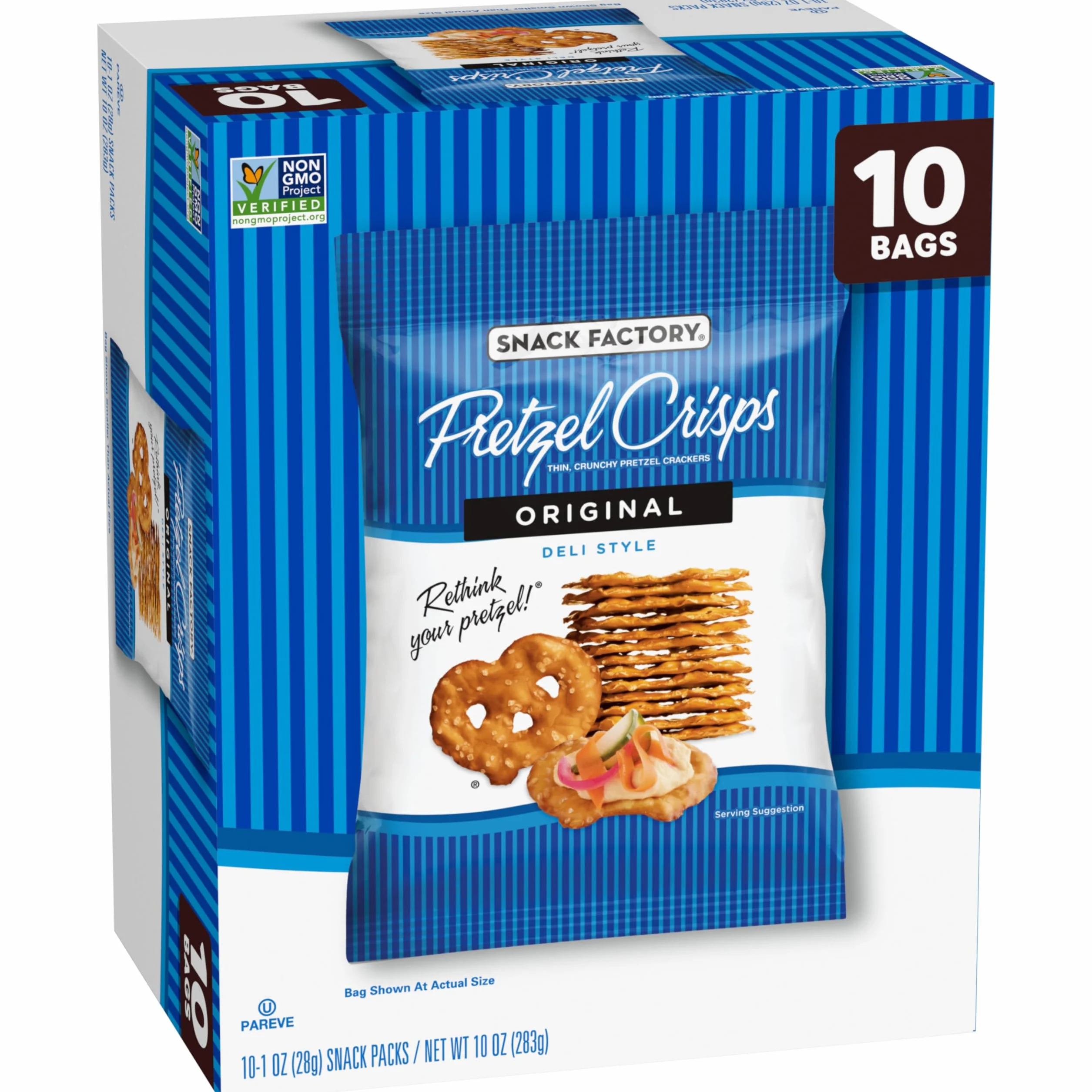 Pretzel Crisps Original 1 Oz Snack Bags 10 Ct