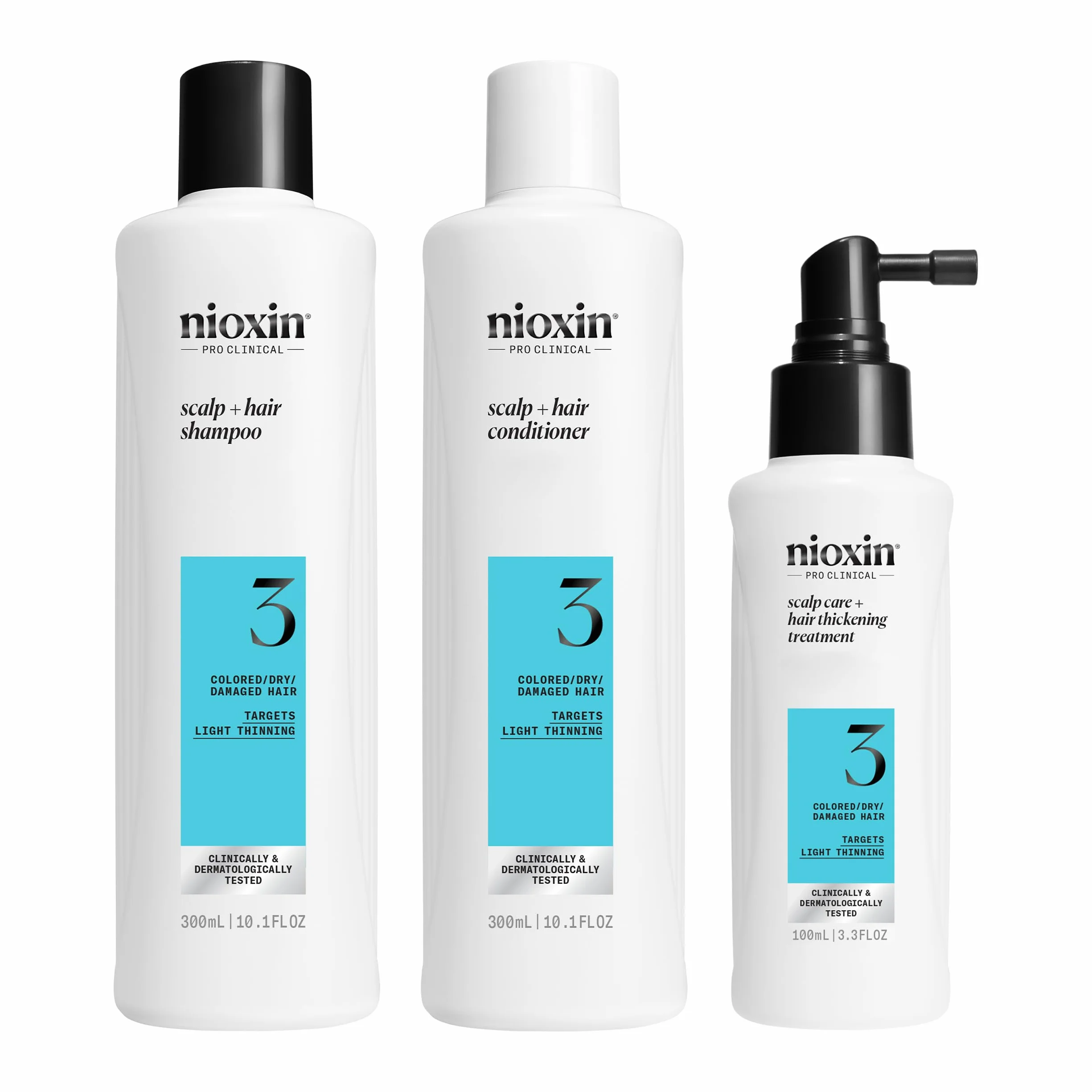 Nioxin Sistema 3 Champú Acondicionador Tratamiento Cabello Teñido Dañado Debilitamiento Leve