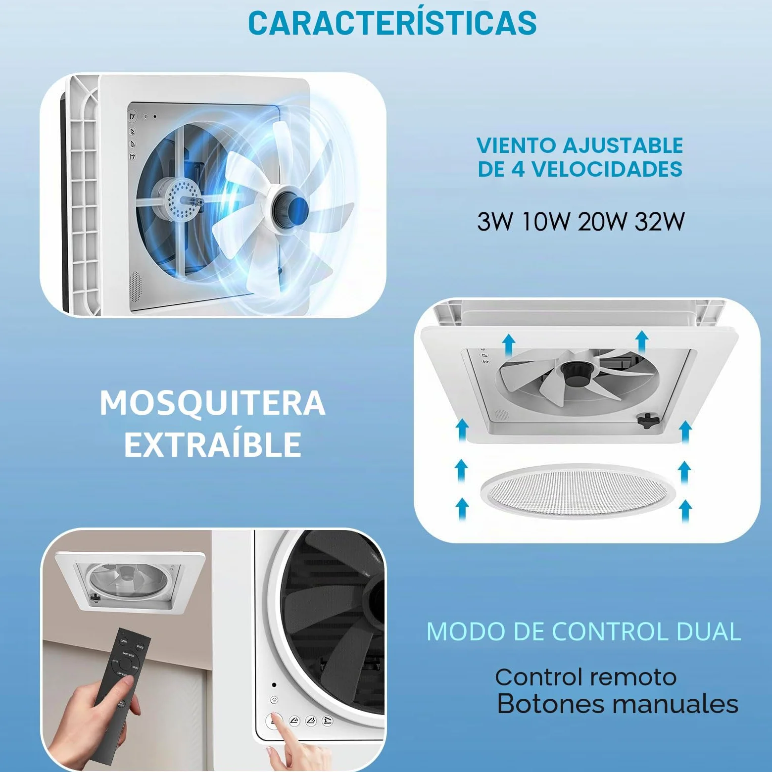 2012 Ventilador de ventilación de techo para caravanas, Nivel de ruido ultrabajo de escape reversible con sensor de lluvia, ventilador permanente de nivel automático para autocaravana camper