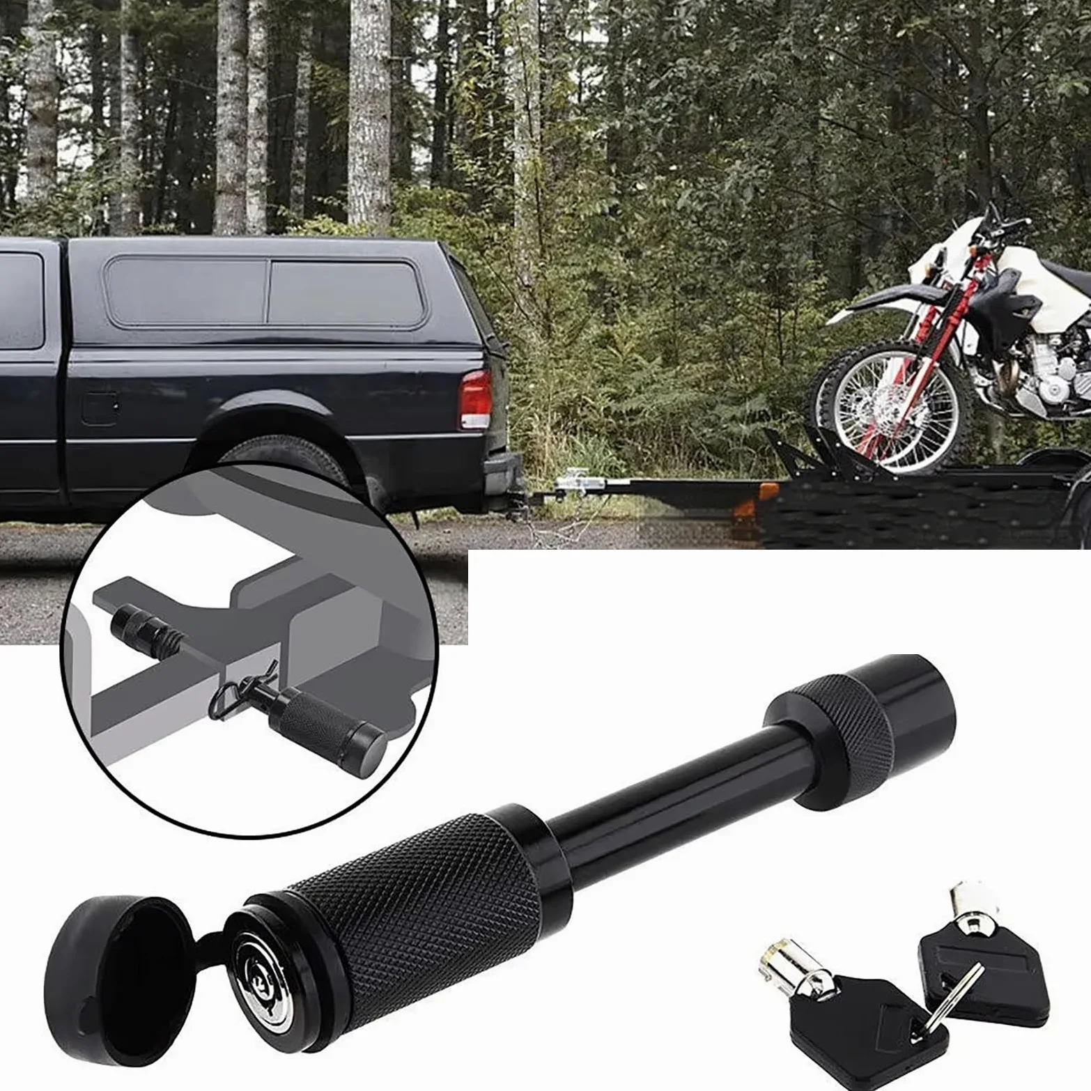 NEWFUN Adaptador de Enganche de Remolque rebajado 50 mm para vehículos estadounidenses, Bola de Enganche para automóviles, Furgonetas, Camiones y autocaravanas. (Tow Hook with Pin Lock)