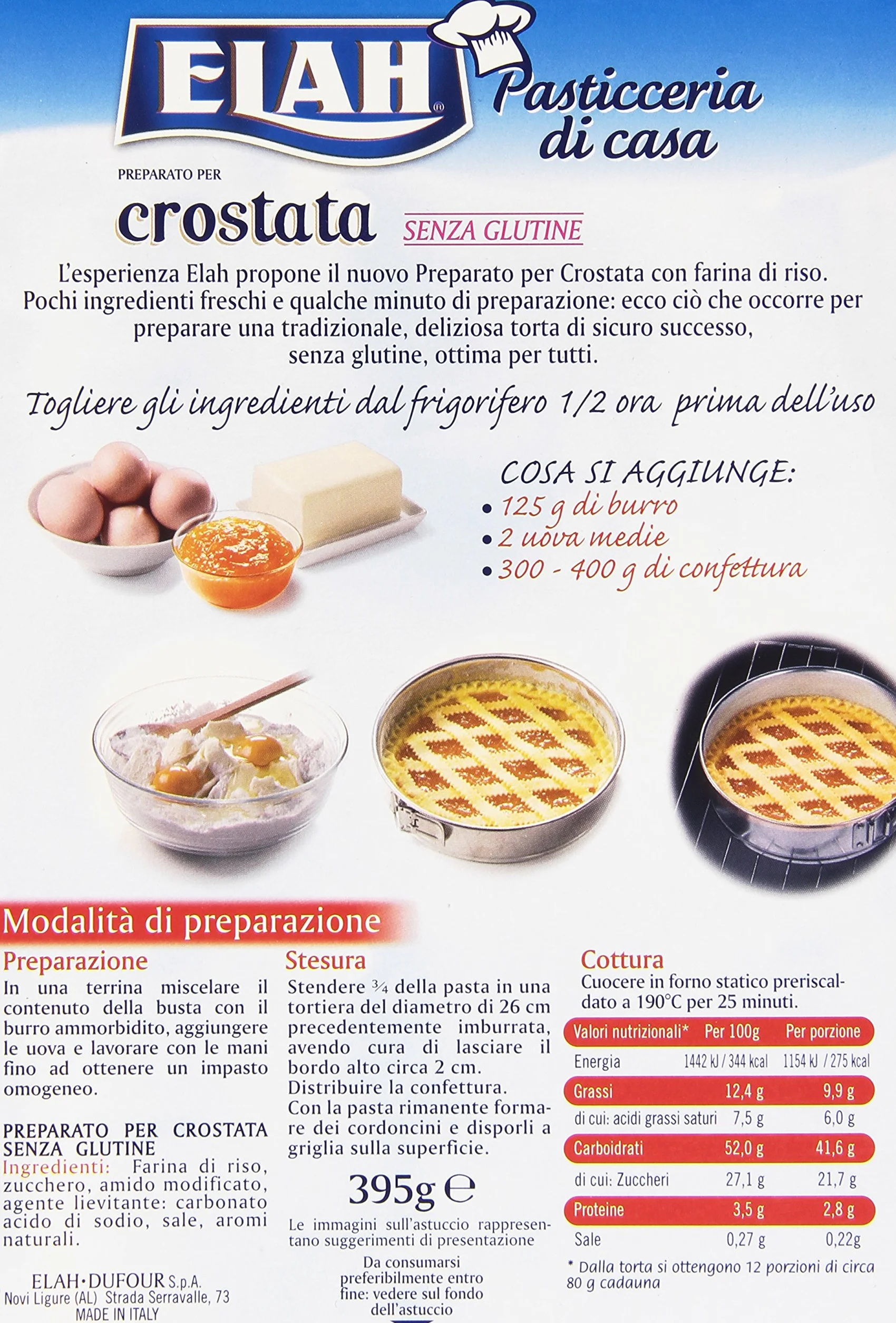 Elah Preparato Per Crostata Senza Glutine 395 G