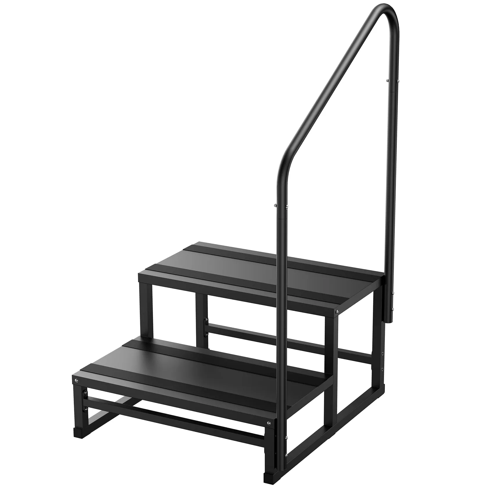 YOLANDO Escalones de RV con pasamanos, escaleras RV de 2 escalones con pasamanos para ancianos y niños, plataforma ancha para bañera de hidromasaje, cámper, casa móvil, porche, piscina, spa, escaleras