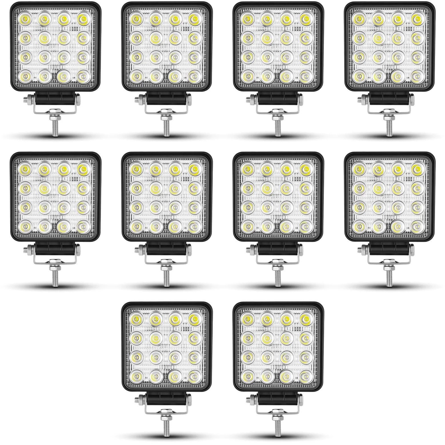 Faro LED Trabajo, SKYWORLD 48W Focos de Coche Cuadrado Flood Barra de Focos LED de Trabajo 12V 24V Faro de Marcha Atrás para Off road Auto Moto 4x4 ATV SUV Tractor Camión Barco Exterior