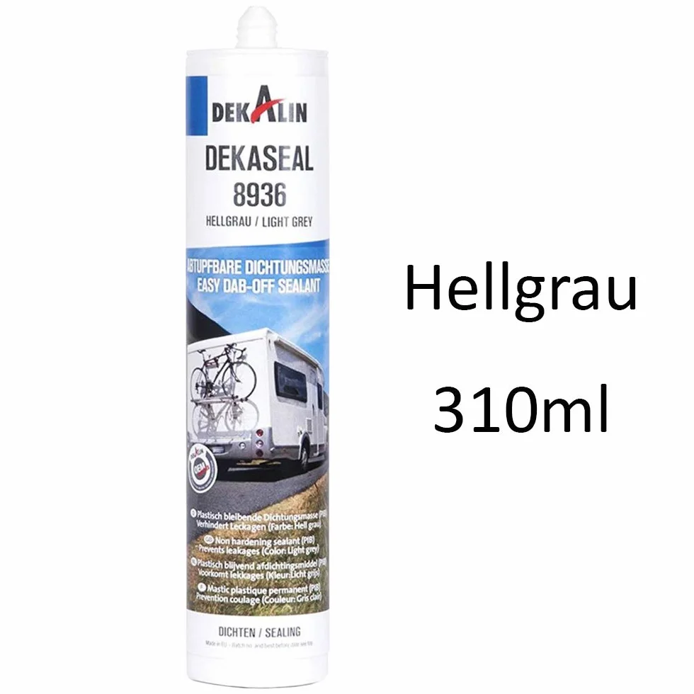 Dekalin Mastic Plastique 2 x 290 ml, Gris Clair, pour Les cadres et évacuations ou hublots de caravanes et Camping-Cars.