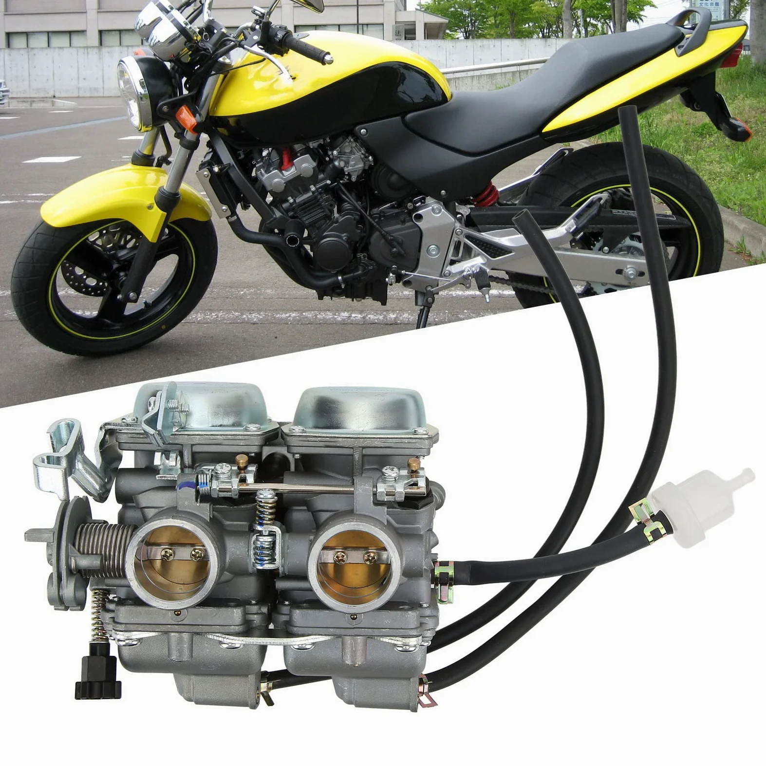 Carburador de doble cilindro de alto rendimiento para motocicleta con entrada de 26 mm Carburador de doble cilindro de alto rendimiento para motocicleta Operación estable para modificación