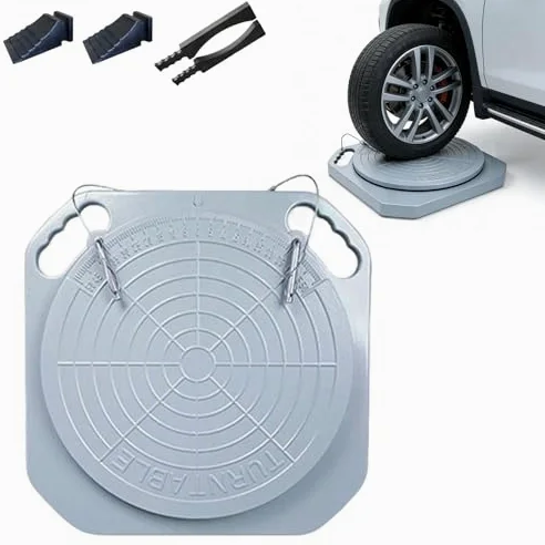 Placas de giro de la alineación de la rueda giratoria de 360 °, mesa giratoria de aleación de aluminio resistente con pasador de bloqueo para el garaje del coche, herramienta de medición precisa del á