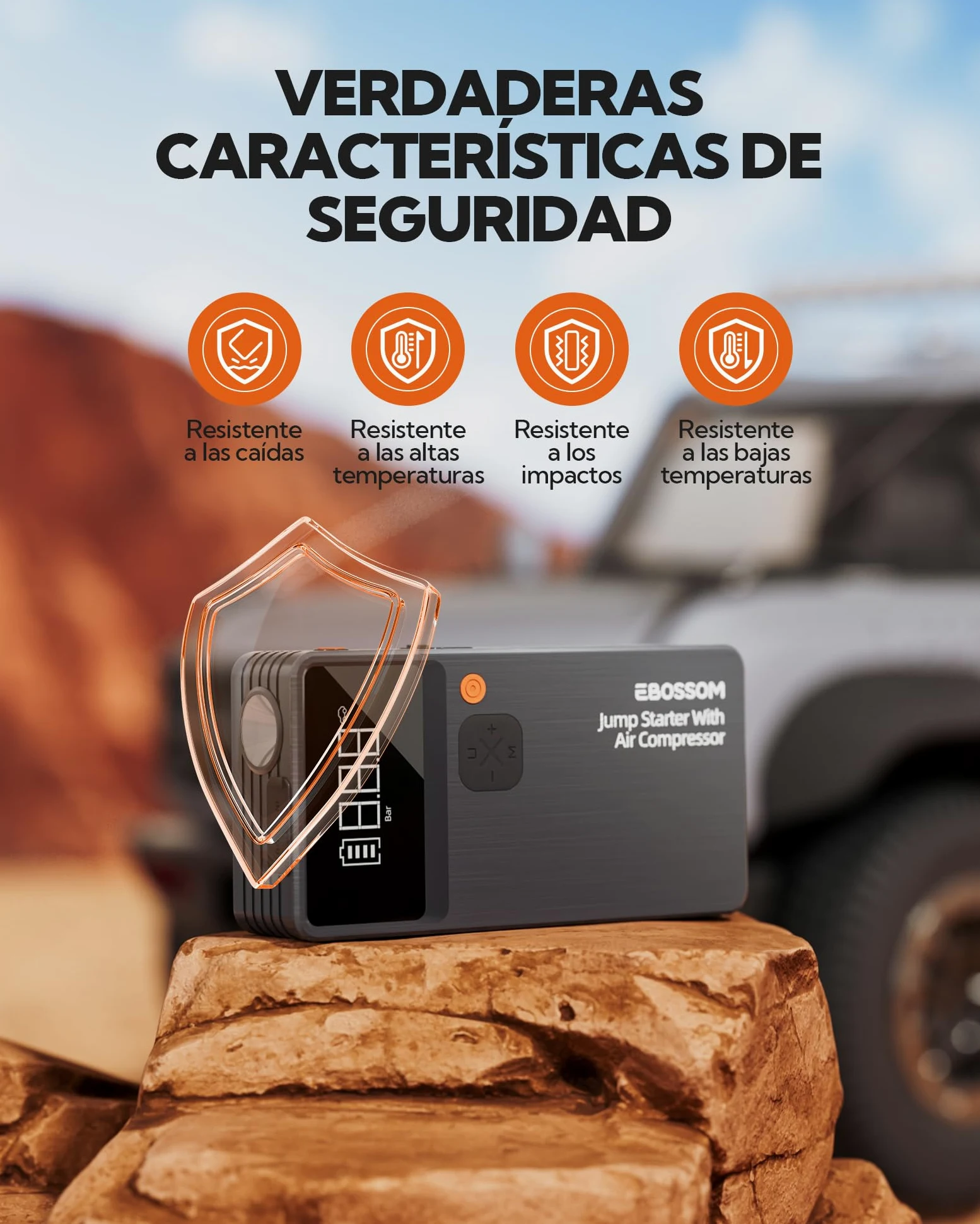 Arrancador de Baterías de Coche,Booster para Coche con Compresor de Aire Portátil 7en1,Arranque de Batería con Inflador para vehículo de 12000 mAh,Kit de Emergencia del Conductor con Linterna LED