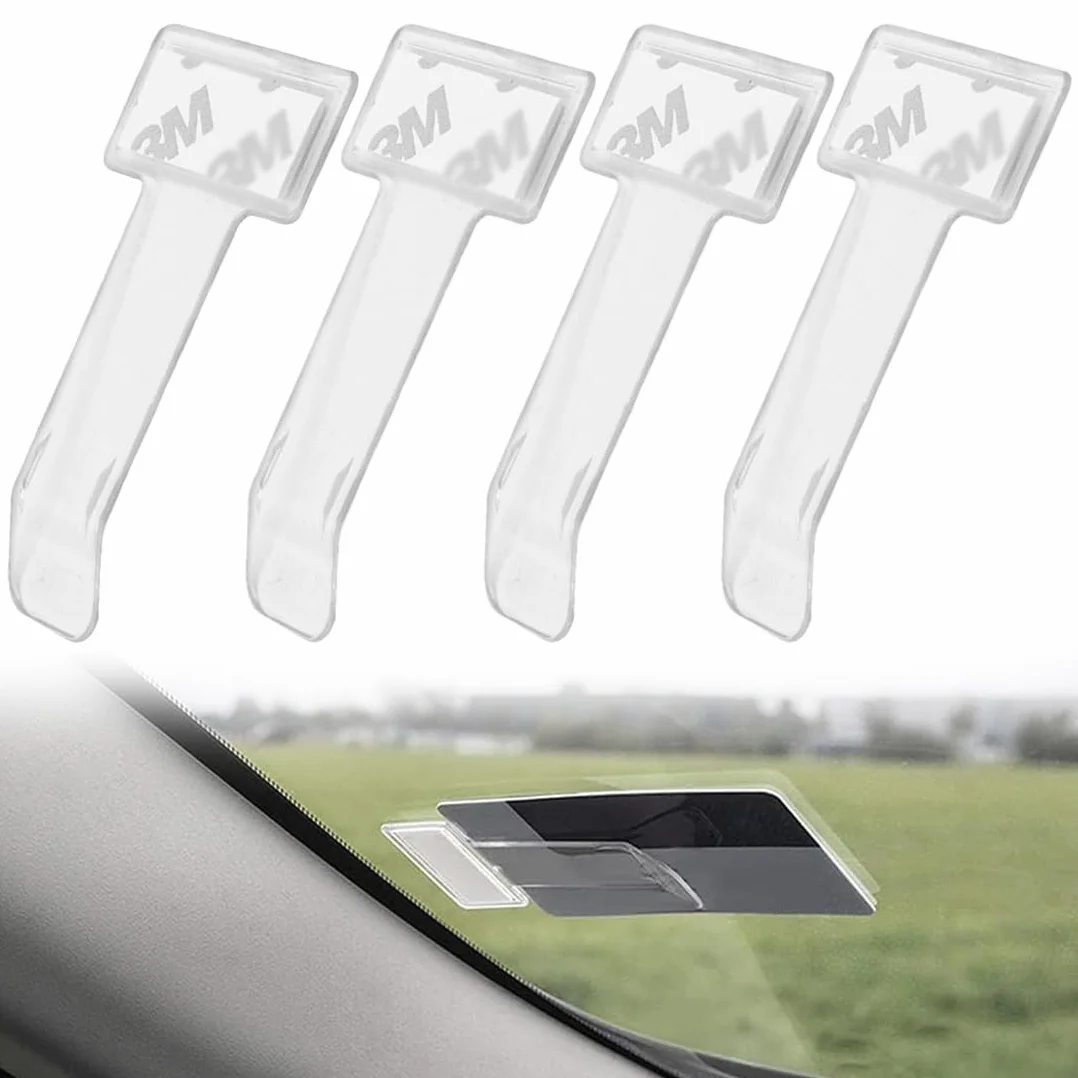 4 Piezas Clips Adhesivos para Tickets, Soporte de Parches para Parabrisas, Porta Tickets para Coche, Soporte para Tarjetas y Documentos Adhesivo