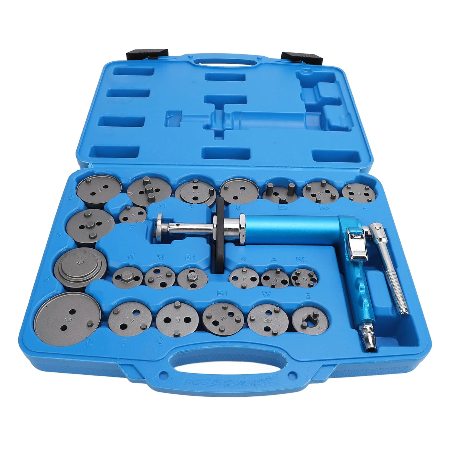 Dioche Rebobinado de Compresión, 24 Piezas, Herramienta de Pinza de Freno Neumática, Giratorio Profesional Universal, Juego de Herramientas de Retroceso de Pinza de Freno Motorizada, Kit Completo con