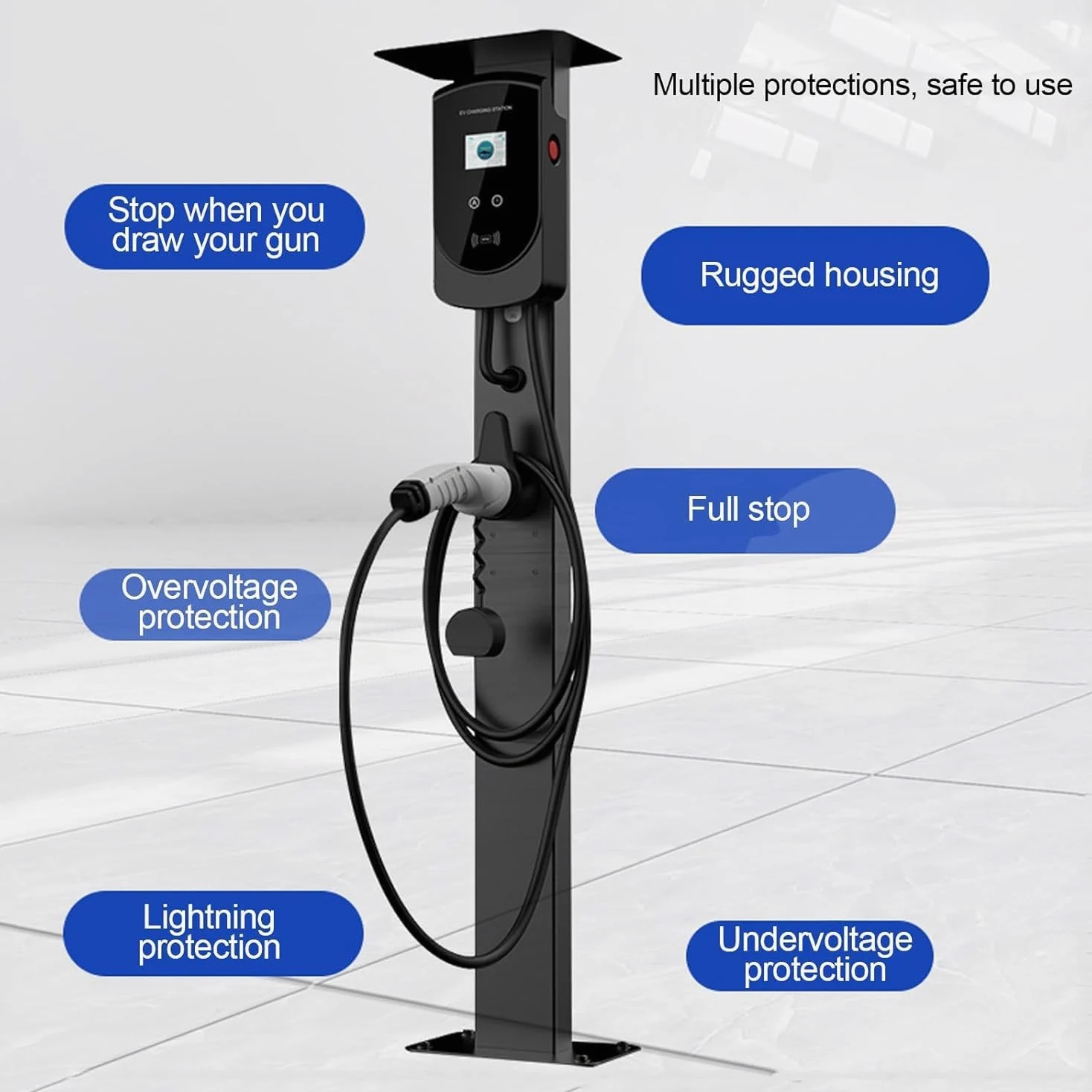 Soporte de pie para Wallbox, soporte de columna de carga EV, poste de montaje en pie, columna de carga EV para exteriores, poste de soporte para estaciones de carga Wallbox para coches