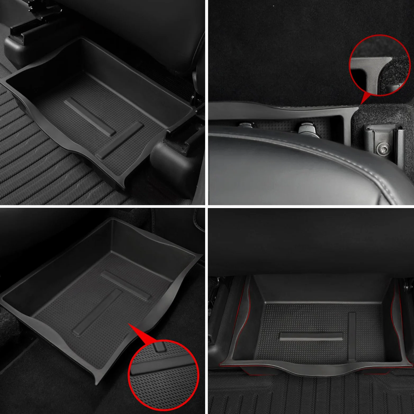 Tesla Model Y 2021-2023 Silicona Caja Almacenamiento Debajo Asiento Delantero con Tapa
