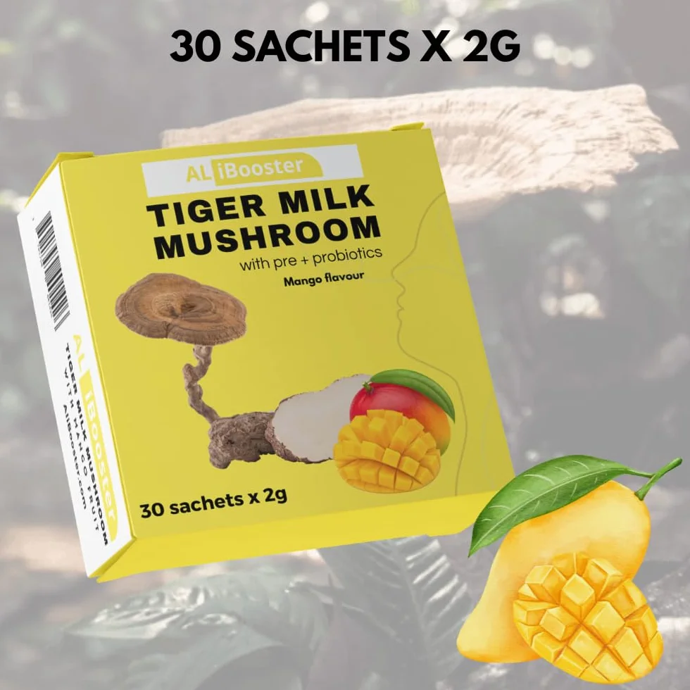 Lignosus Leche de Tigre Champiñón sabor mango Polvo instantáneo natural 30 Bolsitas