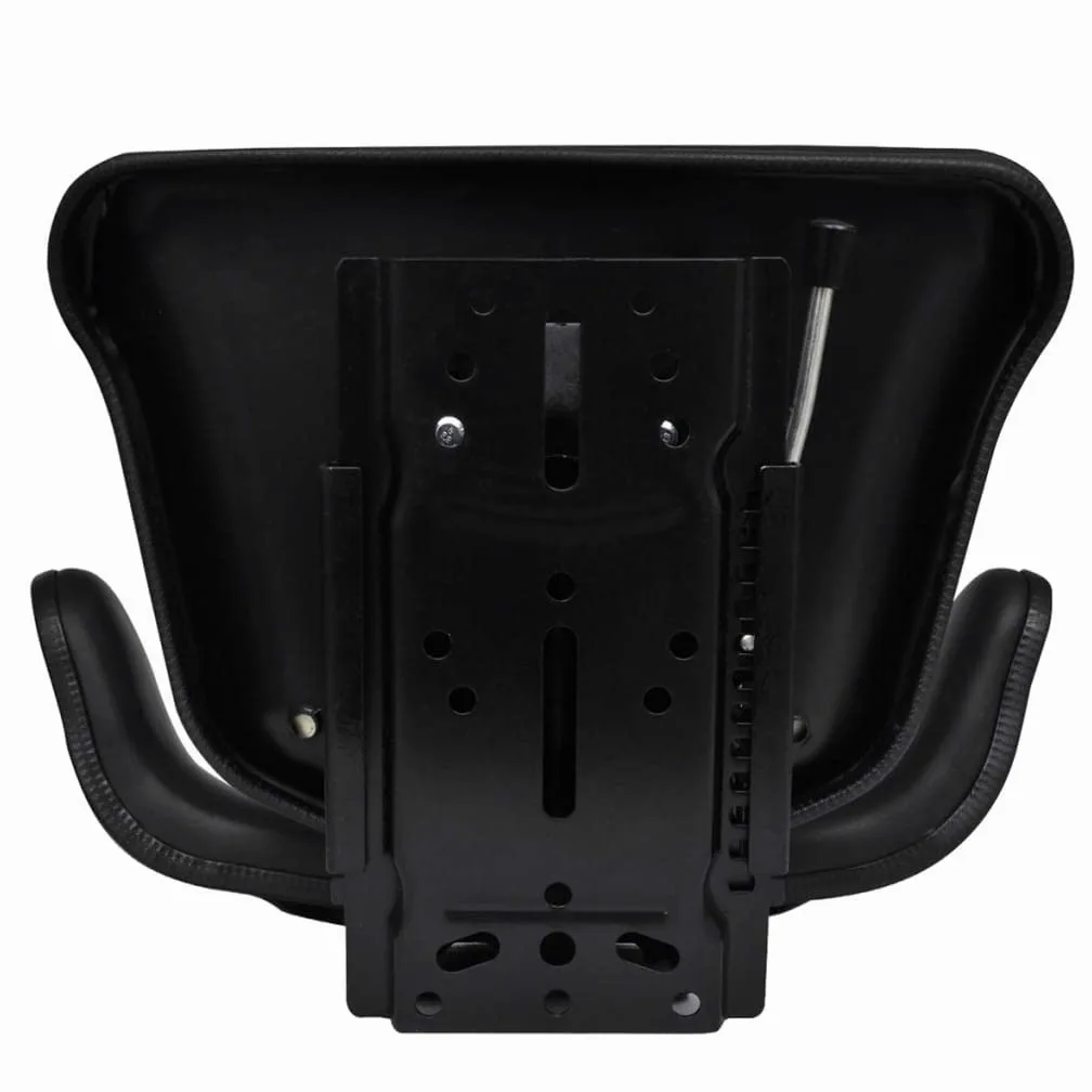 Asiento de tractor con respaldo y reposabrazos negro, marco de acero, funda de poliéster, 43 x 60 x 49 cm, 150 mm de ajuste longitudinal, montaje flexible para tractor, tractor cortacésped