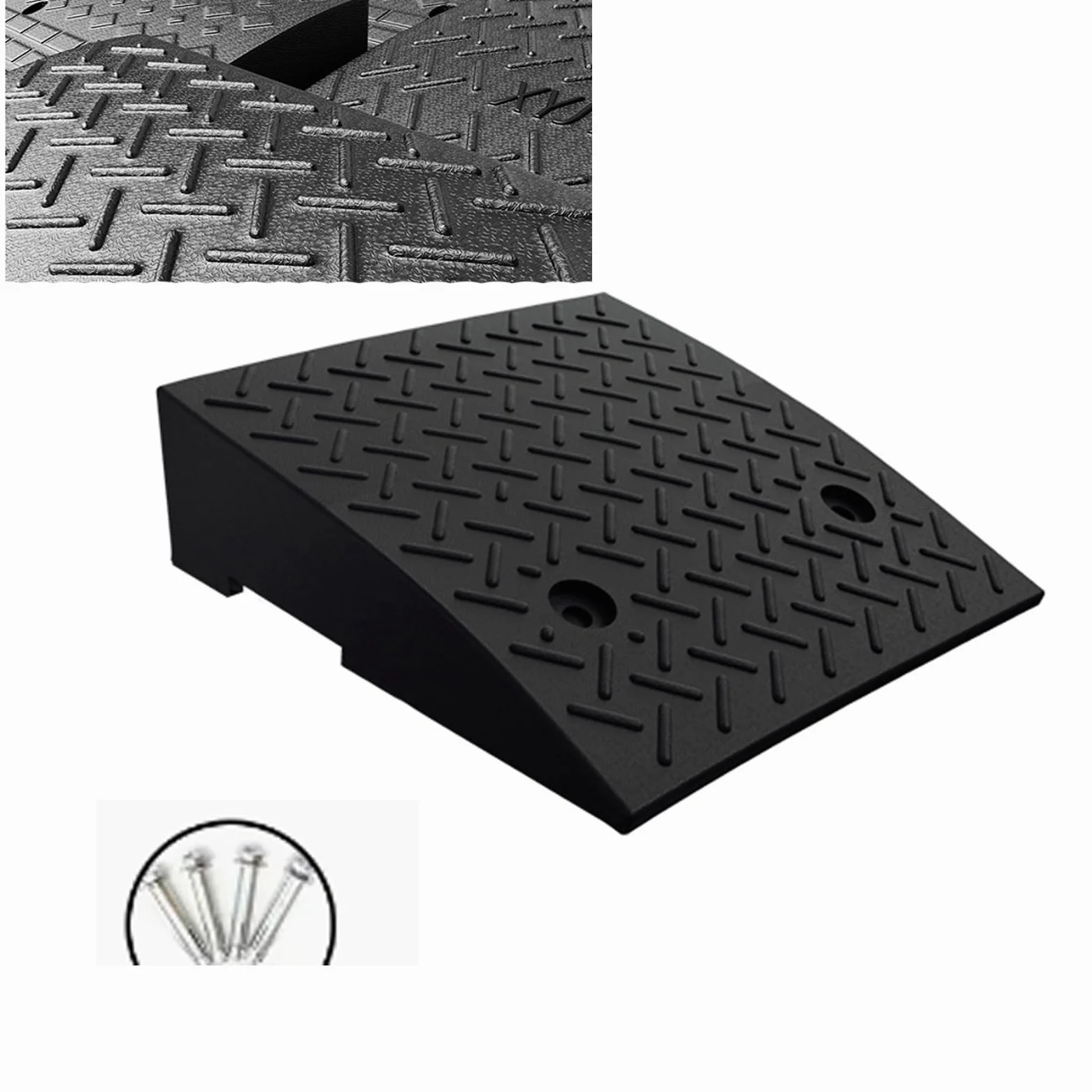 Rampas para silla de ruedas de bordillos, rampa para sillas de ruedas para coche, rampa portátil para exteriores, duradera, resistente, con tornillos, adecuada para garajes, escalones, hospitales ( Si