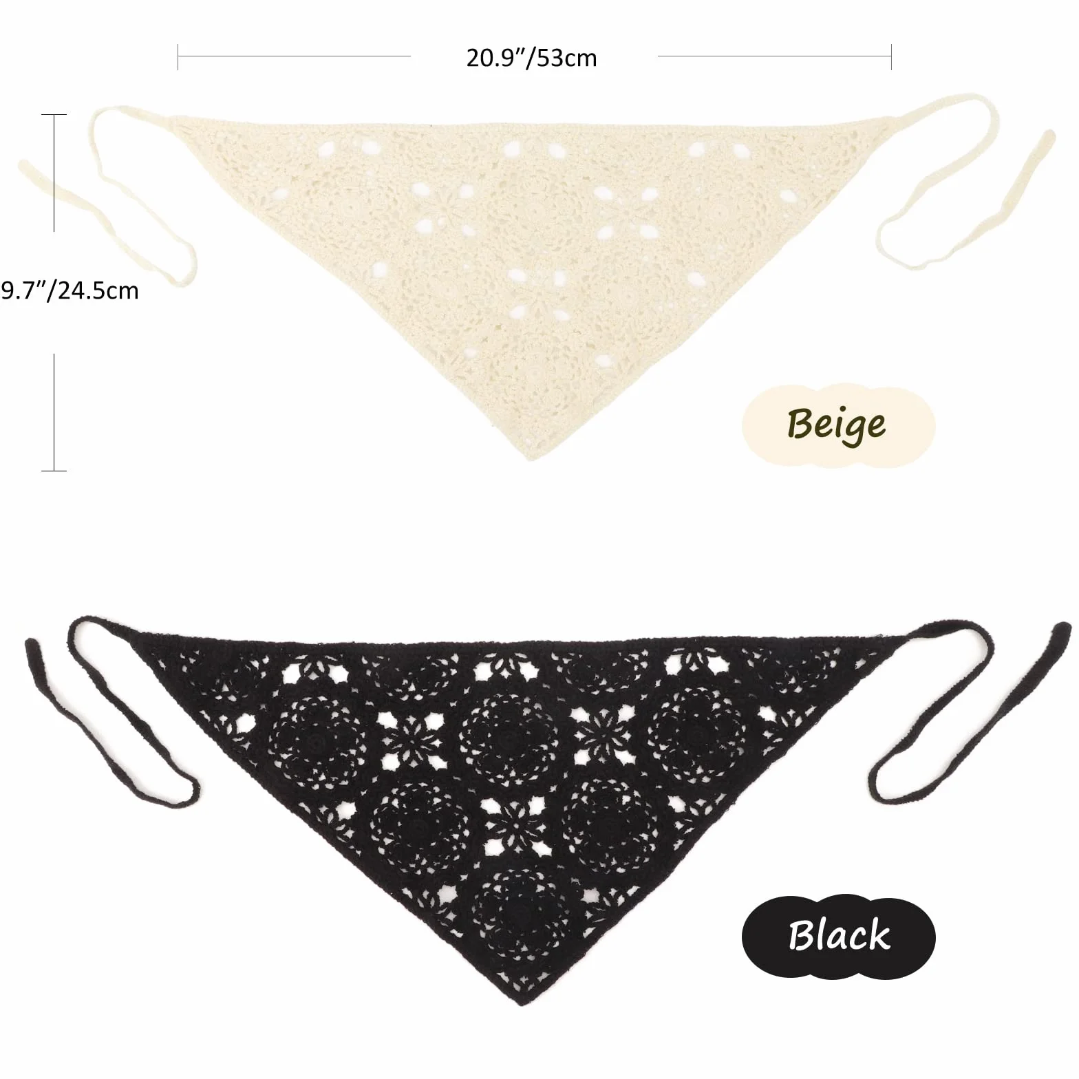 DRESHOW 2 Piezas Pañuelo de Cabeza Crochet Bandana Vintage Anudado Diadema Estampado de Fresas