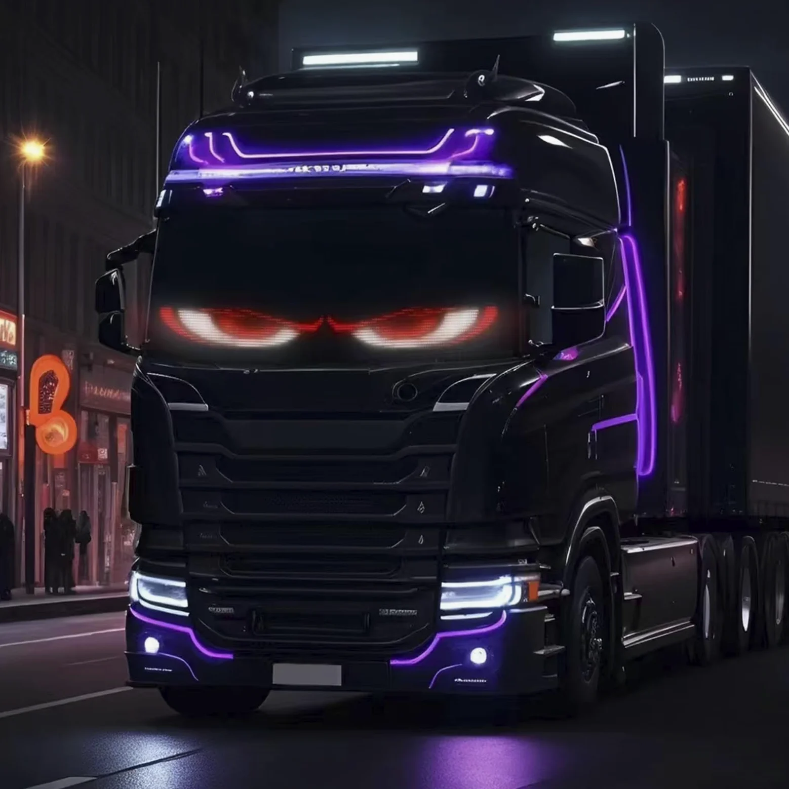 Ojos LED para Camion, Pantalla LED Flexible Coche Programable Grande, Ojos de Diablo para Coche, para Bricolaje, Dinámica, LED Inteligente, Colorida, Pantalla Suave (19.2 * 89.8CM)