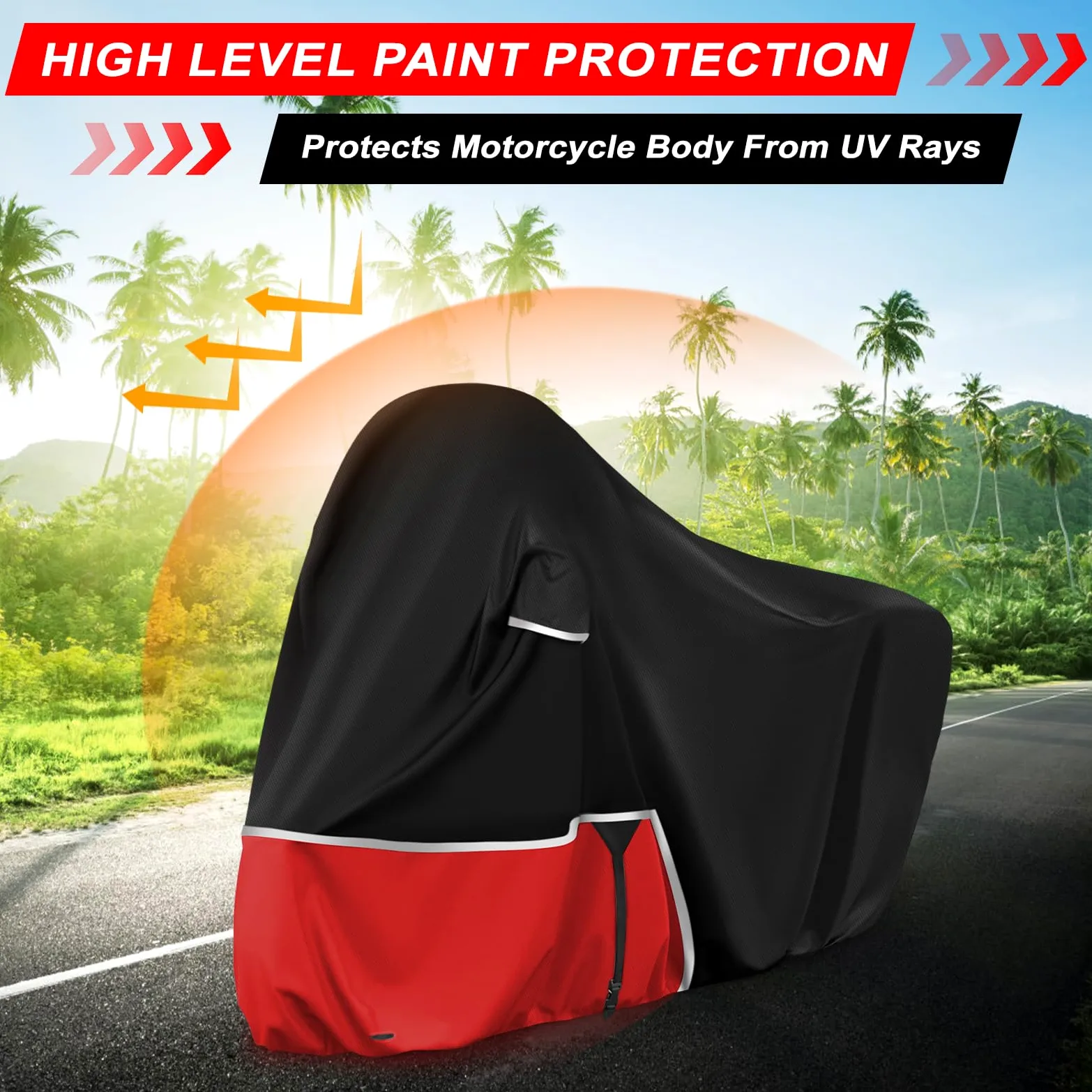 Funda para Moto para Piaggio Vespa GTV GTS GT60/125/200/250/300 (sin Maletero), Tela Oxford 420D Funda Moto Exterior Impermeable Funda Vespa 200 Vespa 125, Negro y Rojo