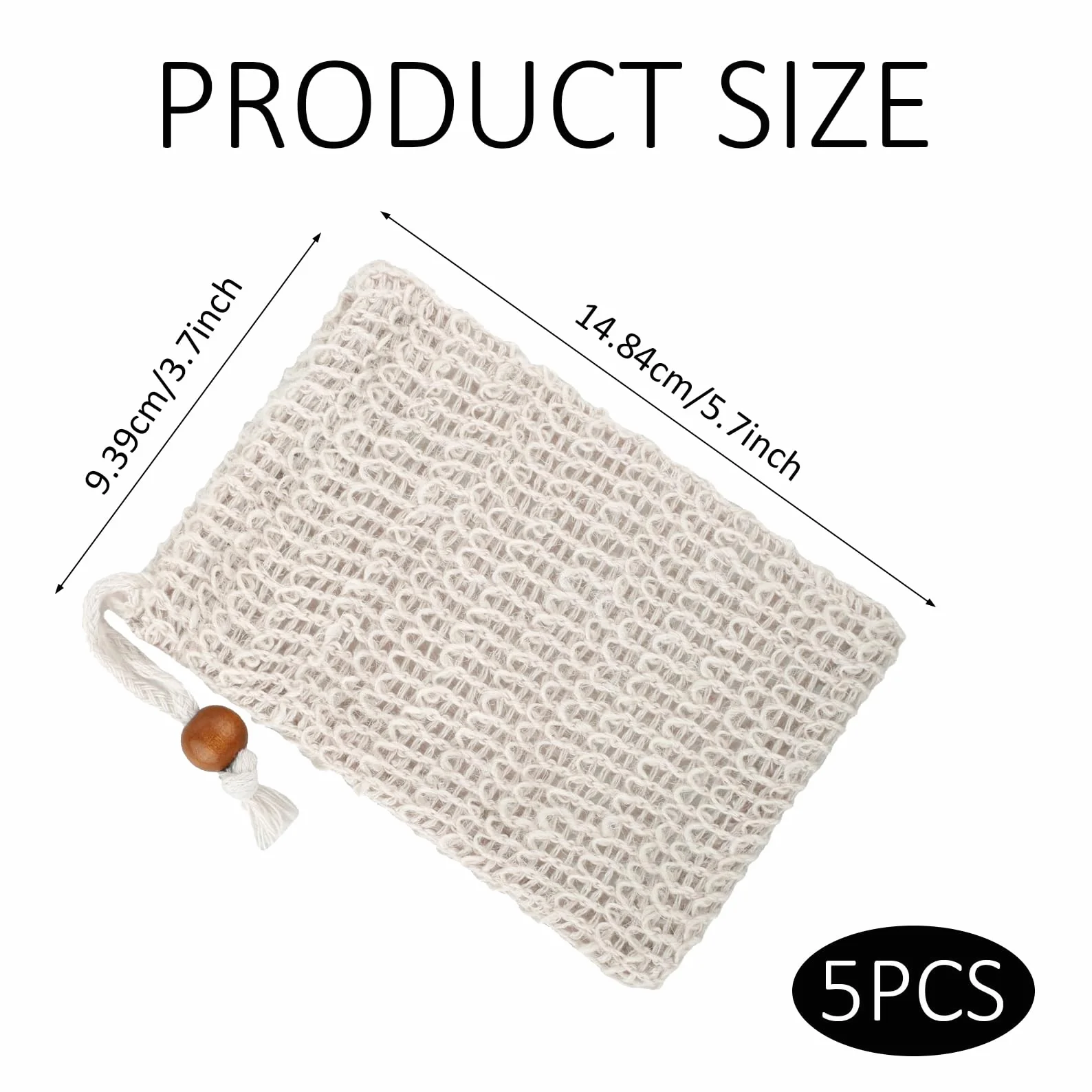 Bolsas de jabón de sisal natural orgánico, duraderas y seguras para jabón sólido con cordón