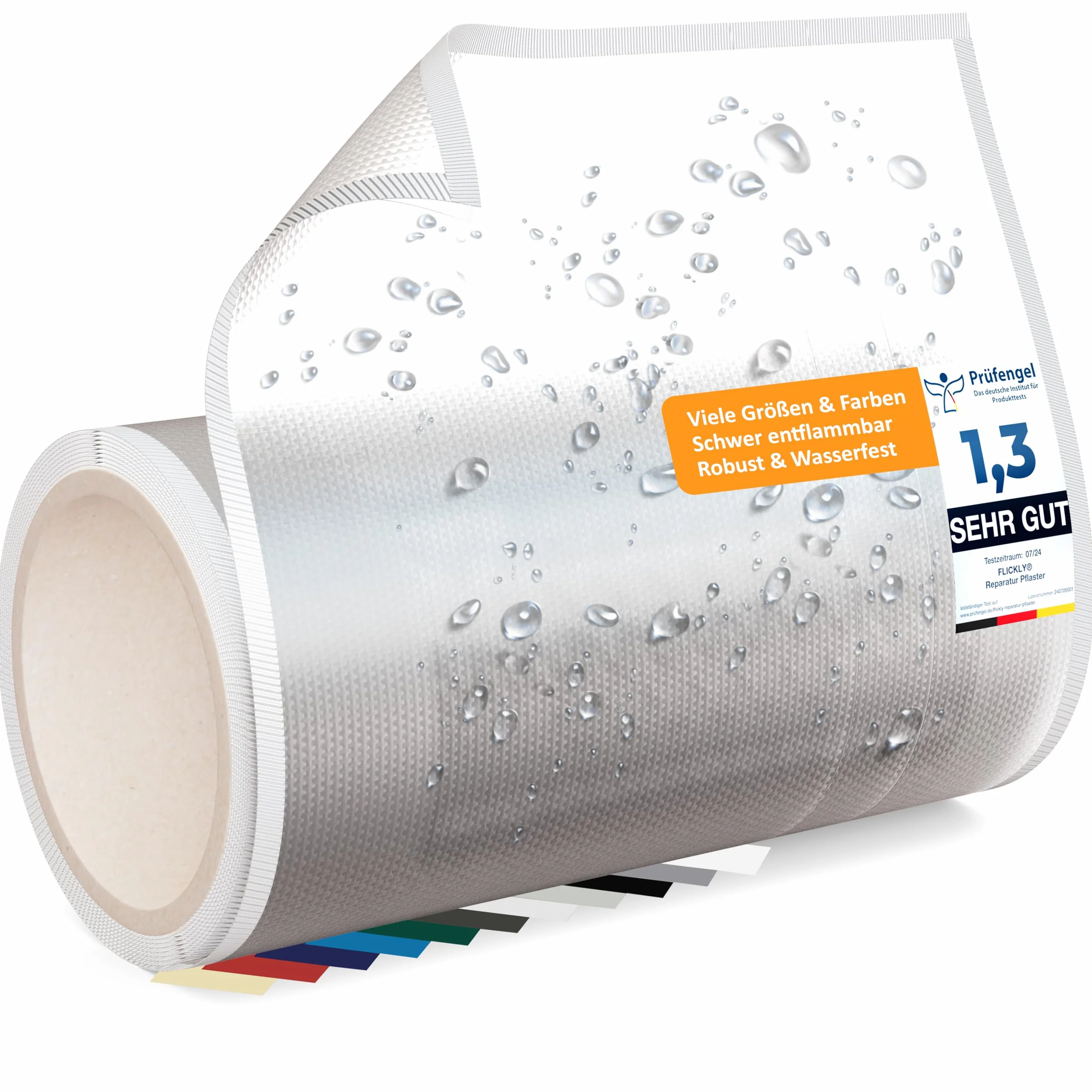 Parches de reparación autoadhesivos | camión, remolque, tienda, toldos, camping, sombrillas, piscina | disponible en muchos colores | 2,5 m x 200 mm | Transparente